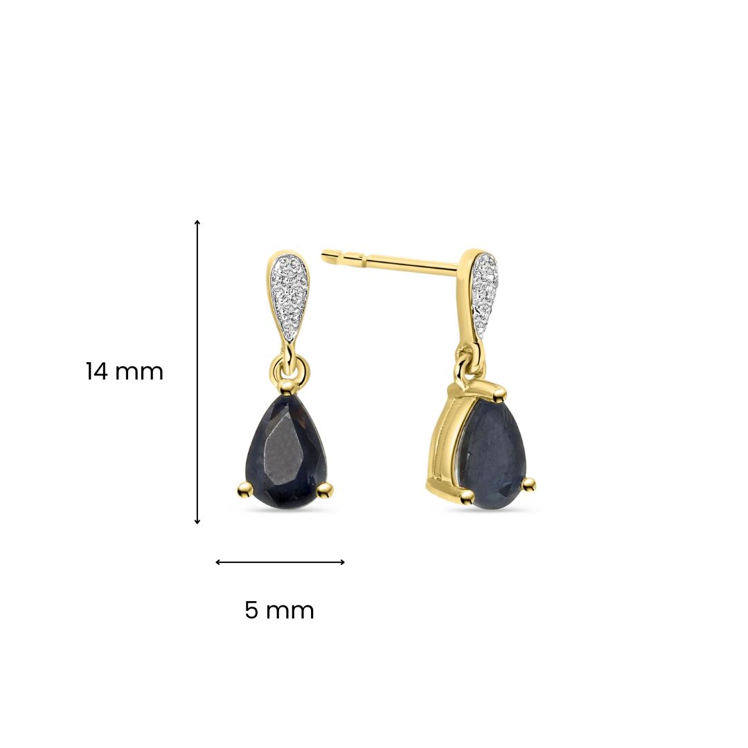 Geelgouden oorhangers met saffier en diamanten E382-E316938-SA-Y