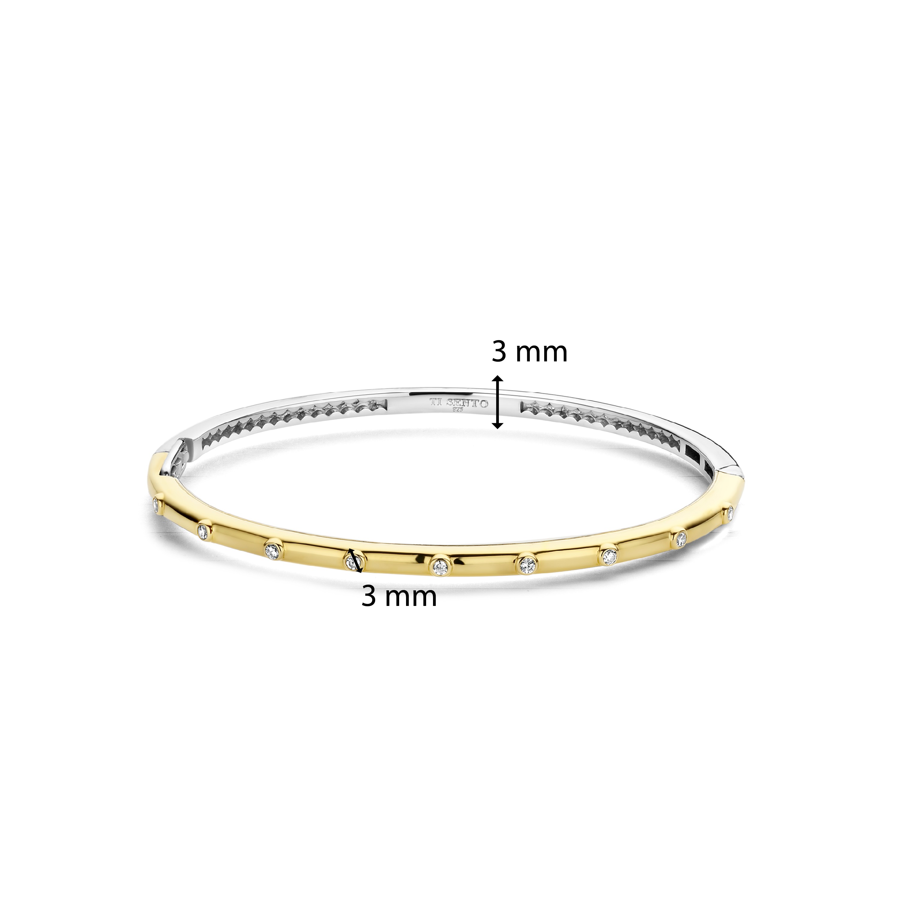 Bangle van gold plated  met zirkonia 23031ZY
