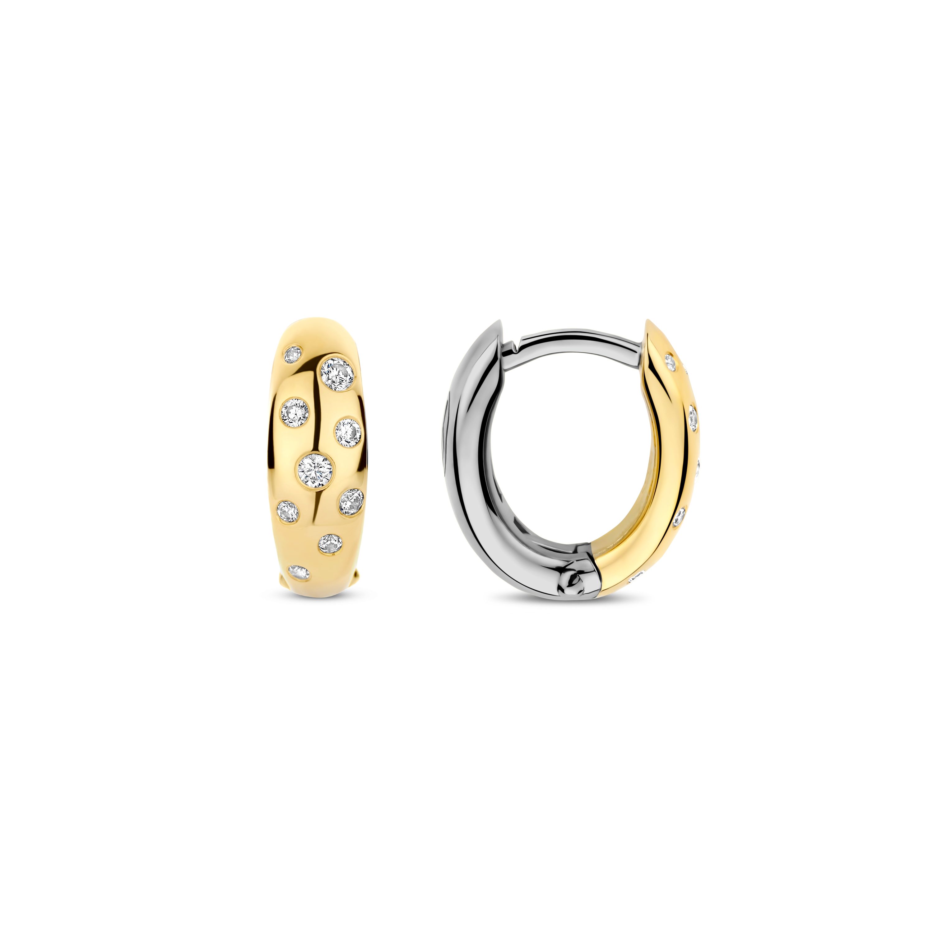 Oorringen gold plated met zirkonia - 78006ZY