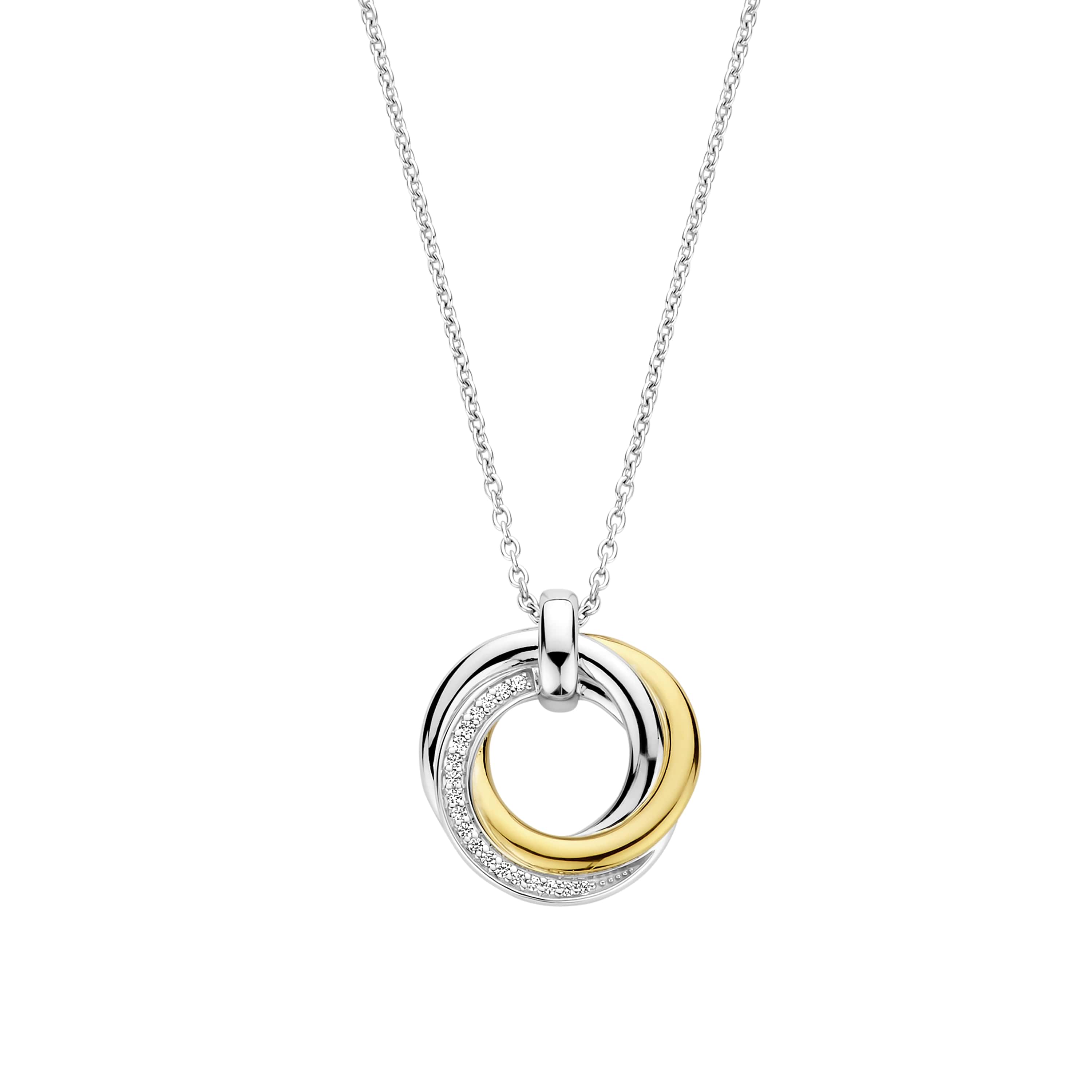 Ketting sterling zilver gold plated met Circle hanger - 34055ZY