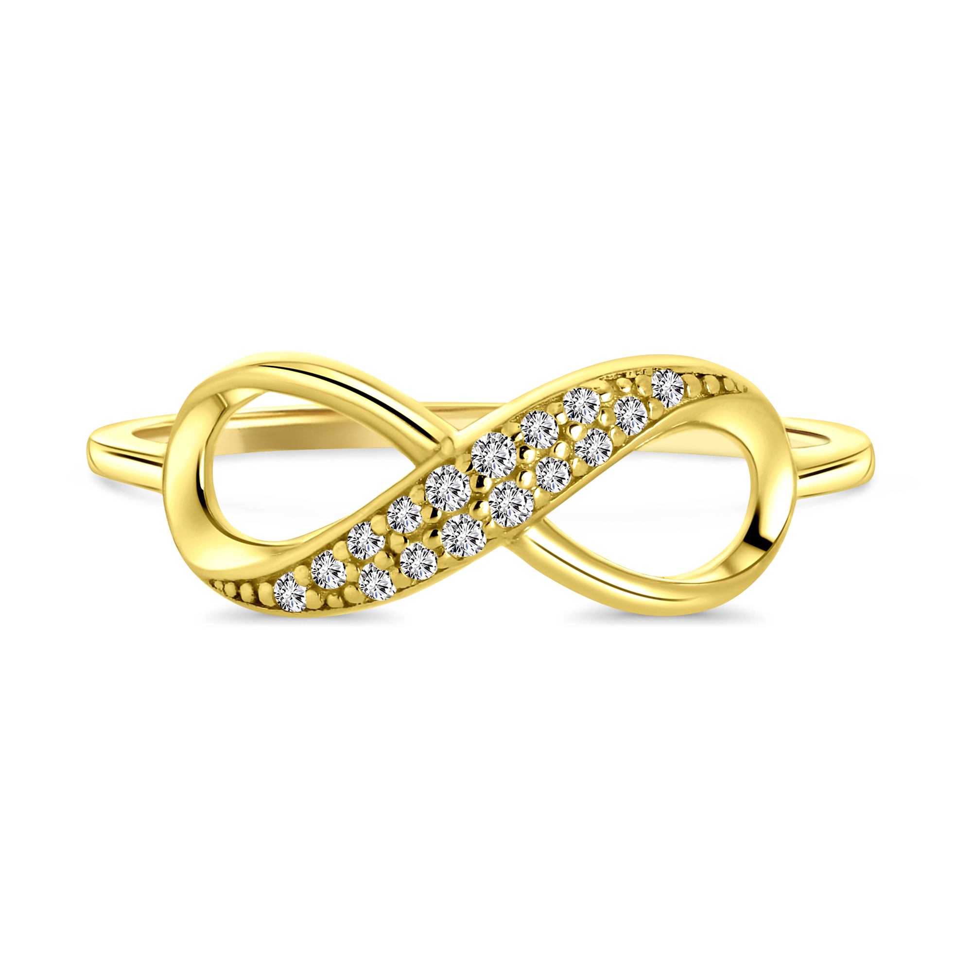 Geelgouden ring met zirkonia infinity