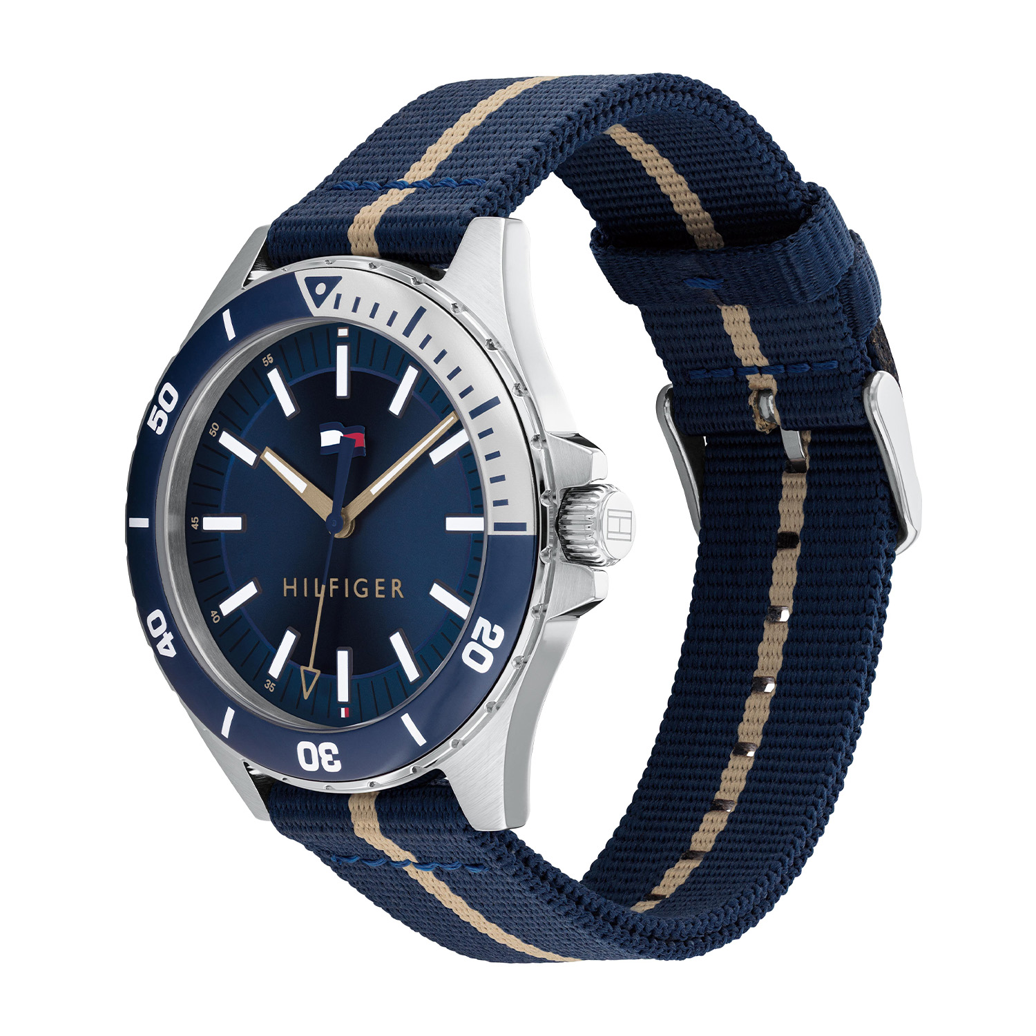 Heren Horloge Staal Textiel Blauw 43mm