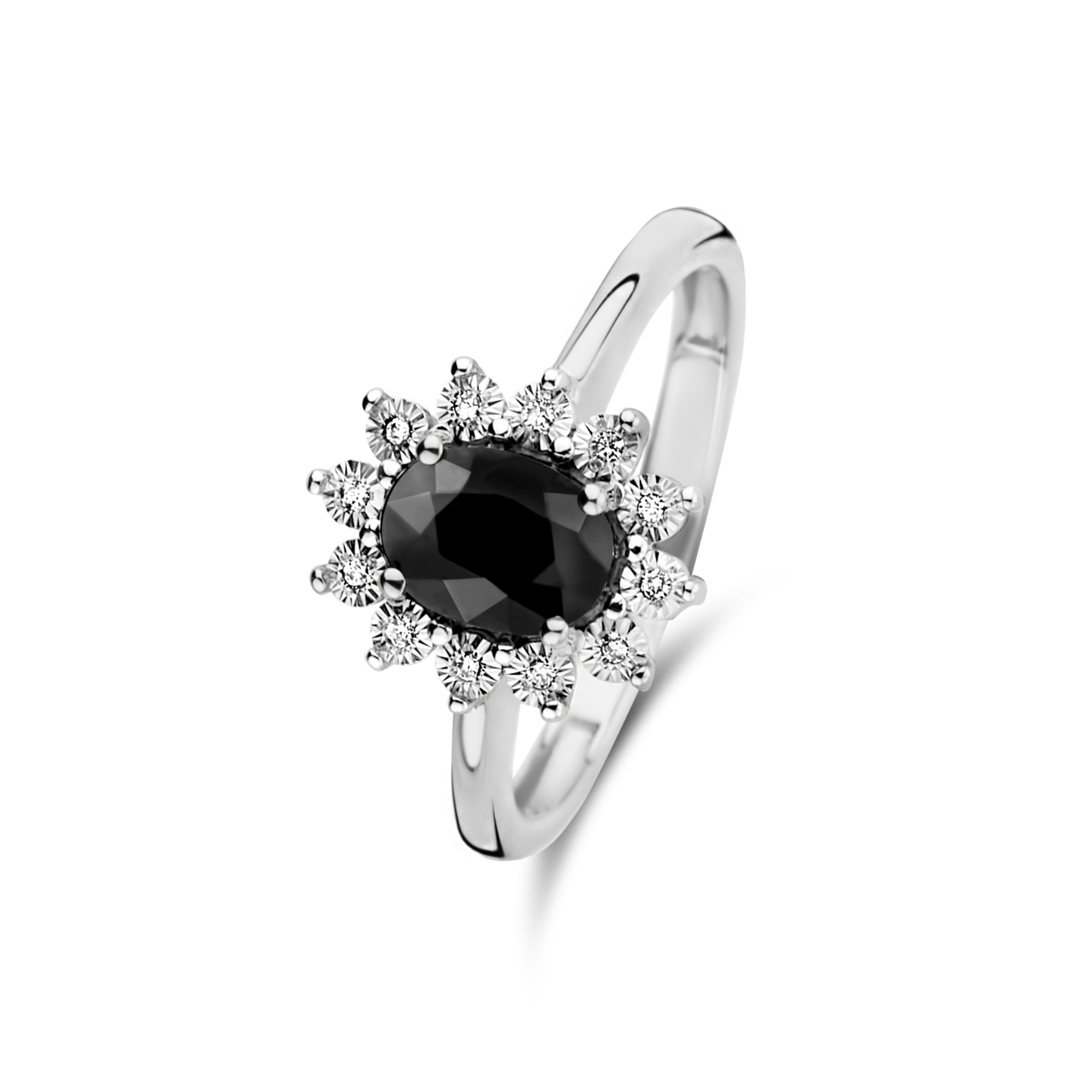 Witgouden ring met saffier en diamant R480-L35016B-SA-W