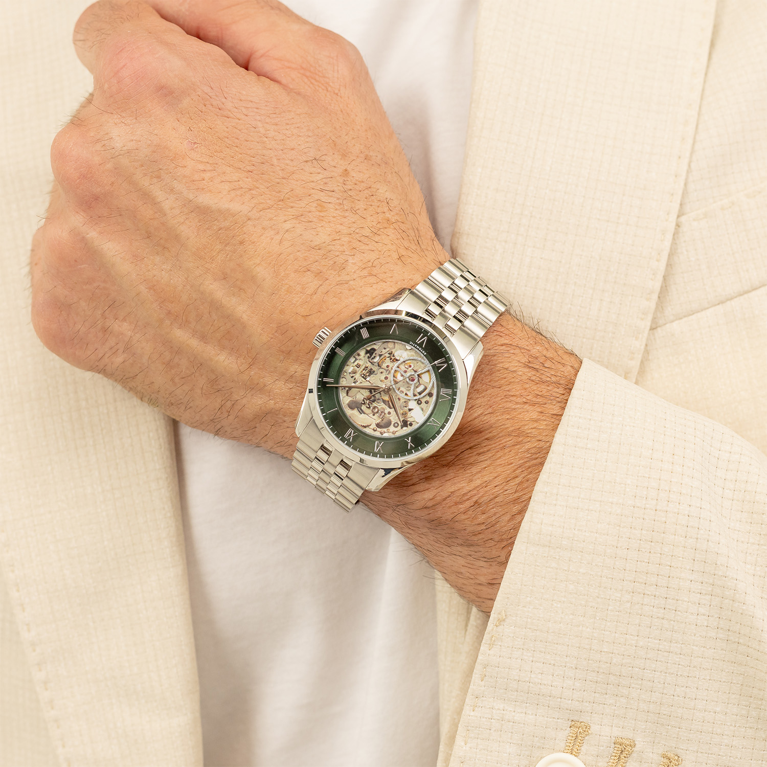 Herenhorloge Principe Skeleton Groen - HB1514236