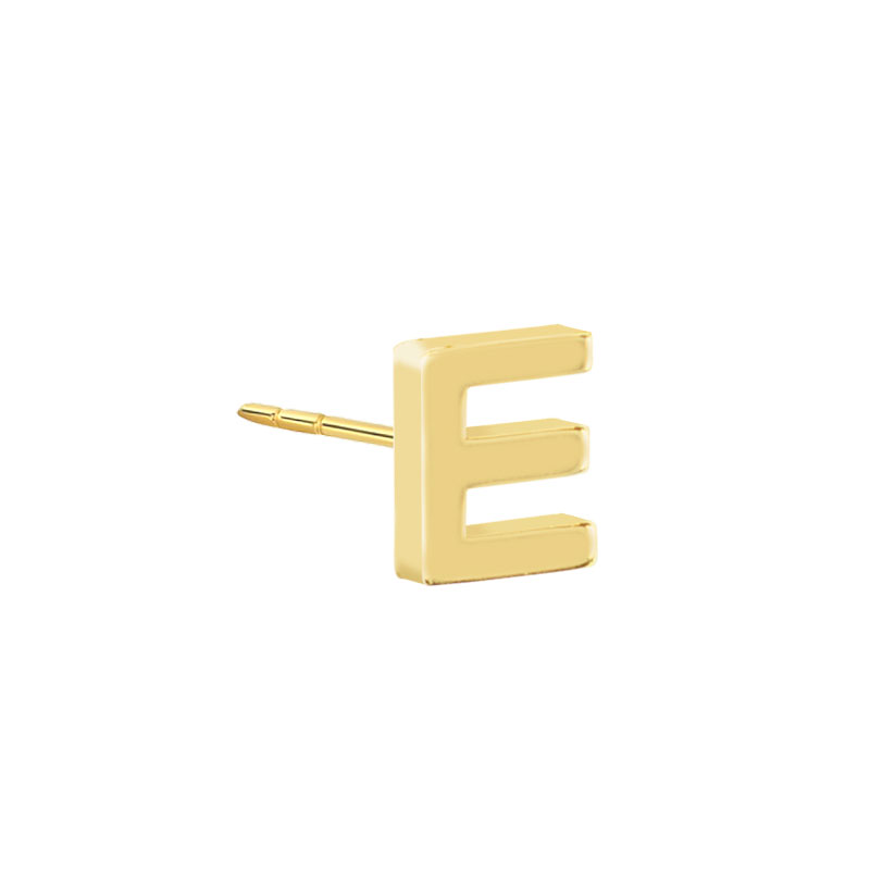Geelgouden oorknop 'E'