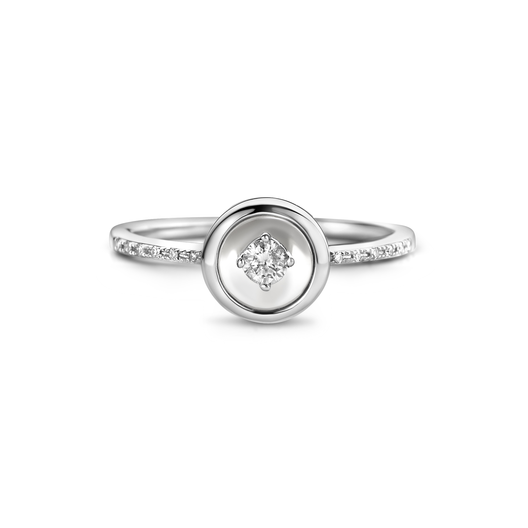 Witgouden ring rond met saffierglas en diamant R480-RG190047AZZ-W