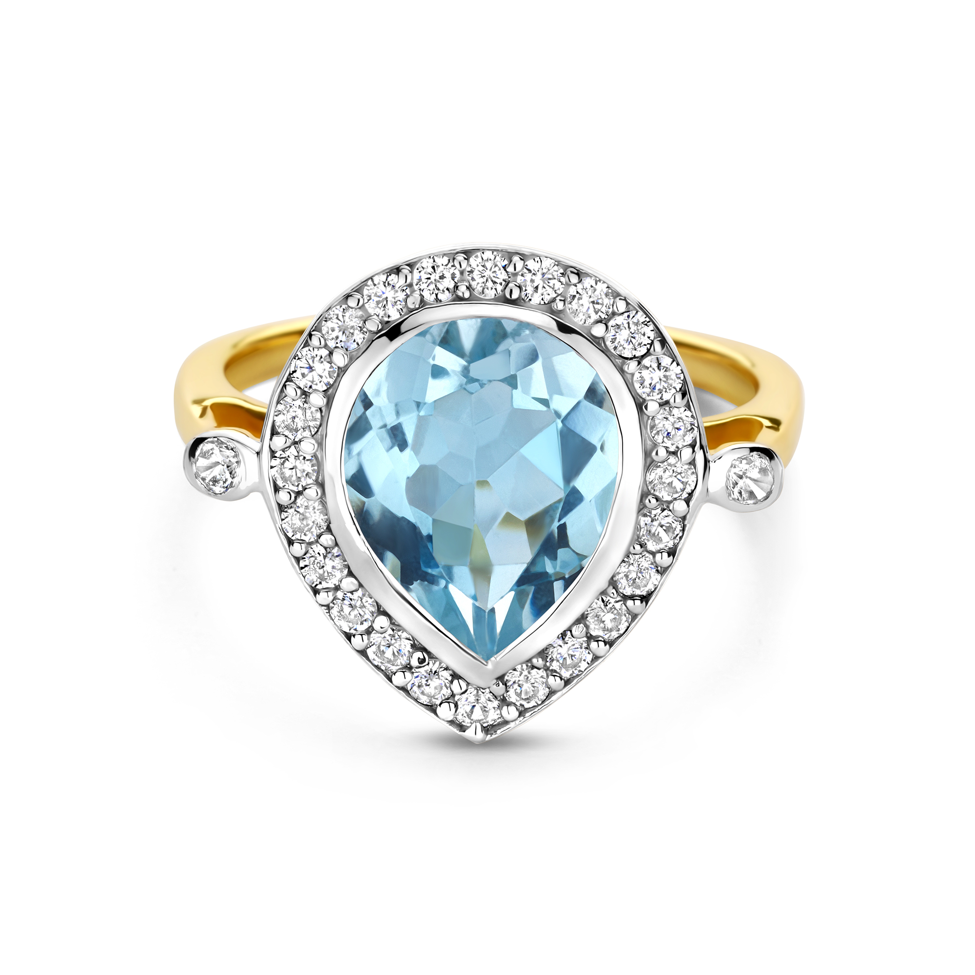 Ring gold plated met Topaas en Zirkonia - 247S0021