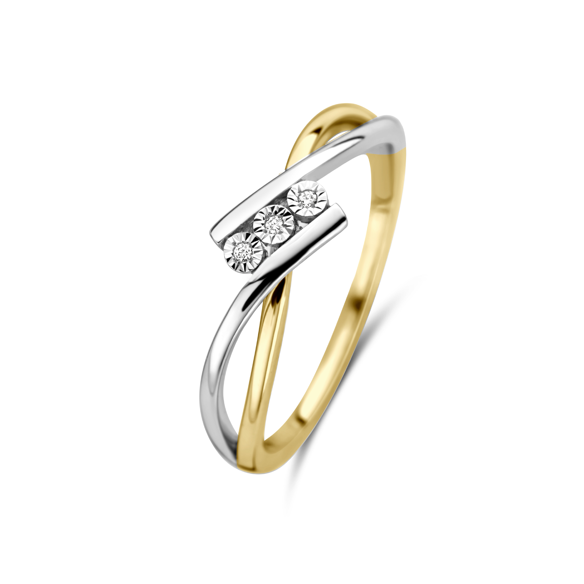 Bi-color ring met diamant R480-RR010221ADI-YW