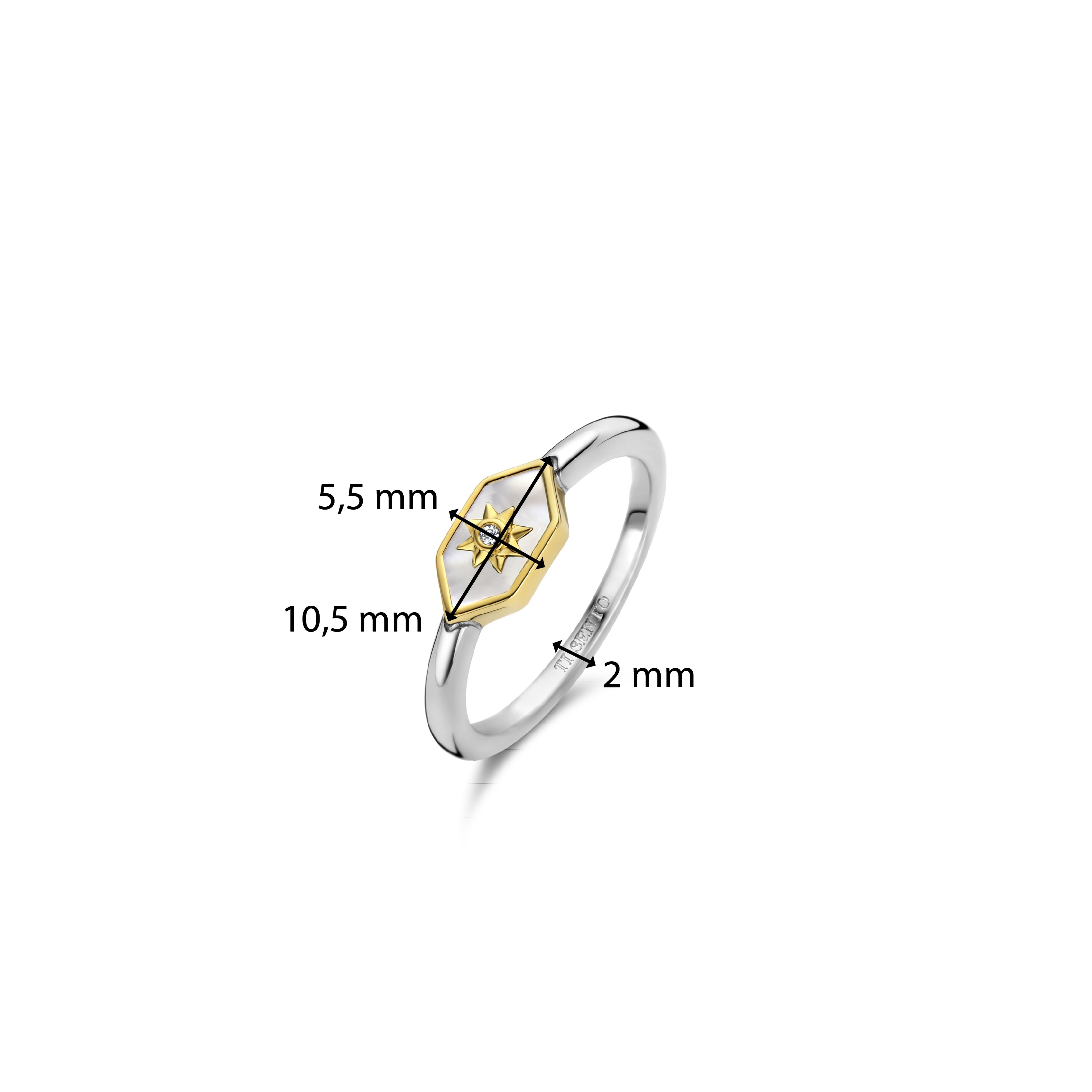 Sterling zilveren gold plated ring met zirkonia 12311MW