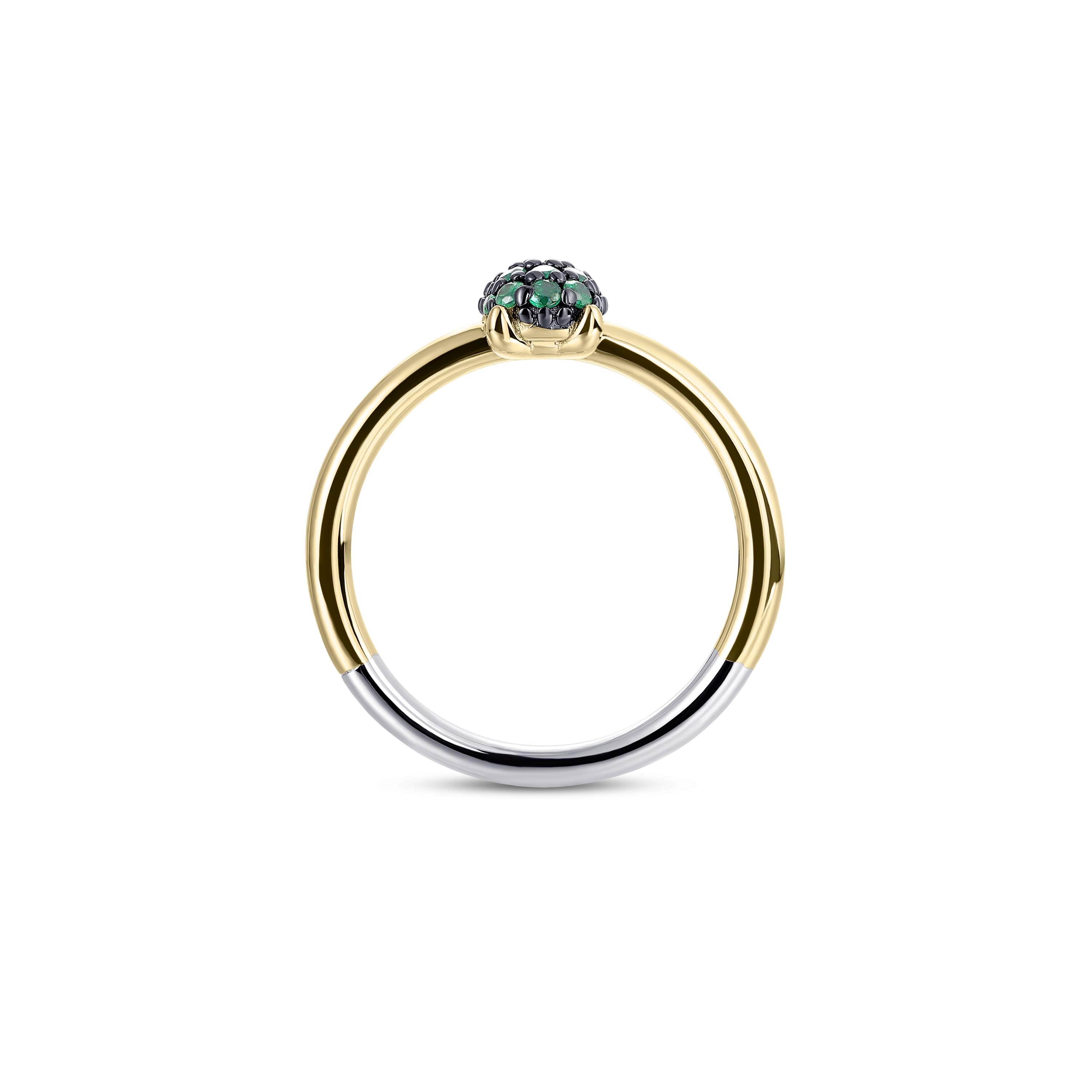 Sterling zilveren gold plated ring met groene stenen R470YG