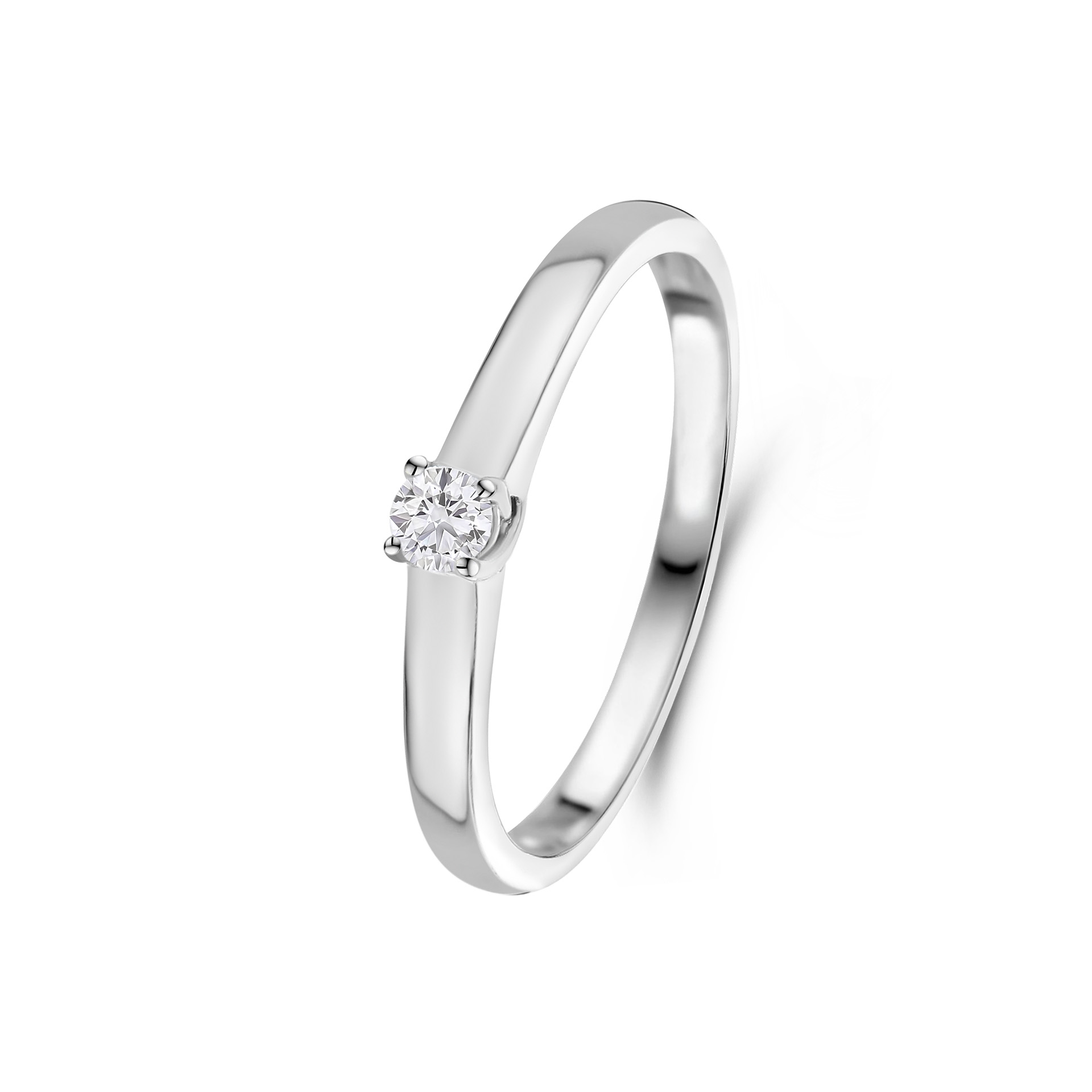 Witgouden solitair ring met 0.10 ct diamant