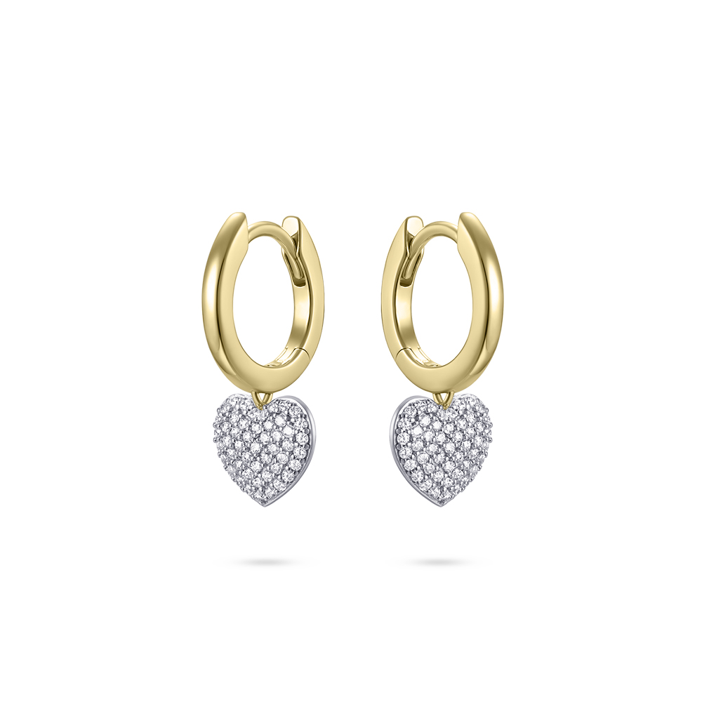 Oorringen Hart gold plated met zirkonia - KC1025Y