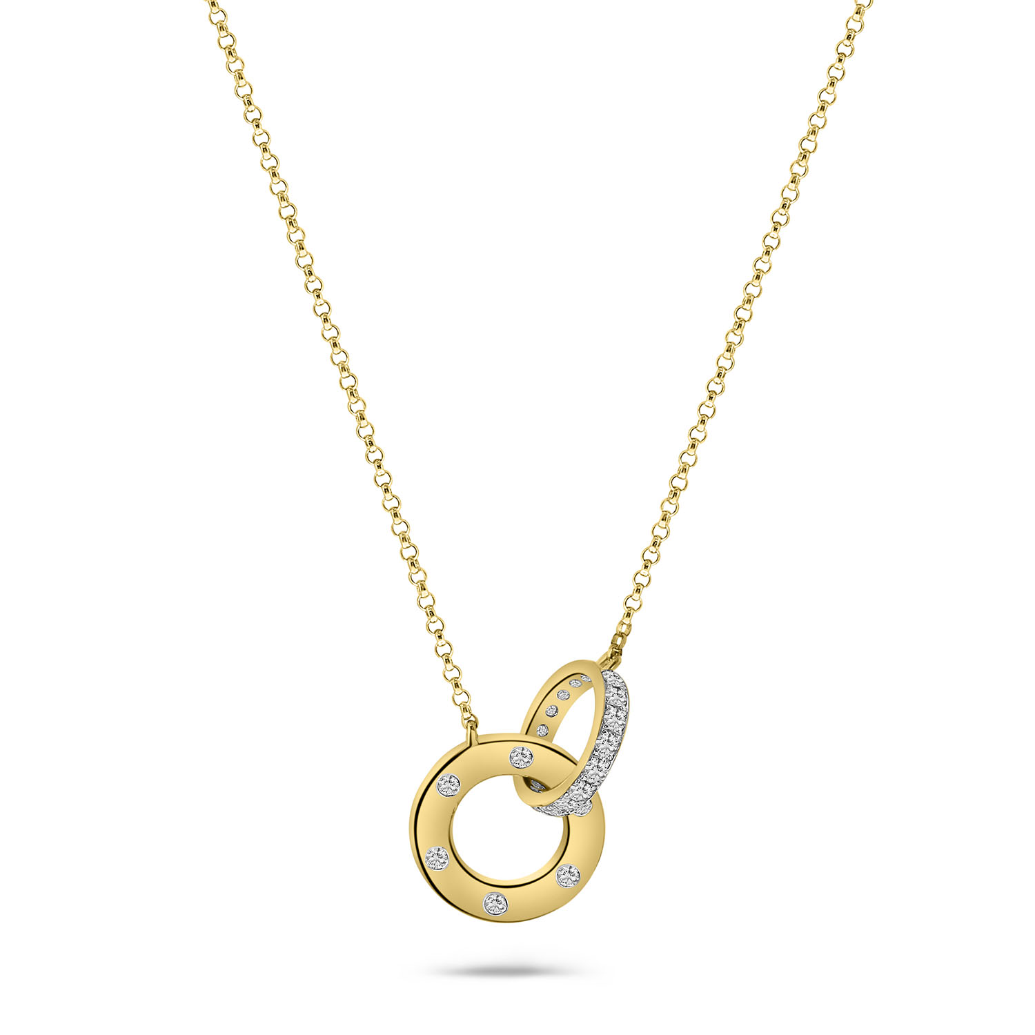Geelgouden collier met hanger en diamanten N136-196XN01970-S-Y