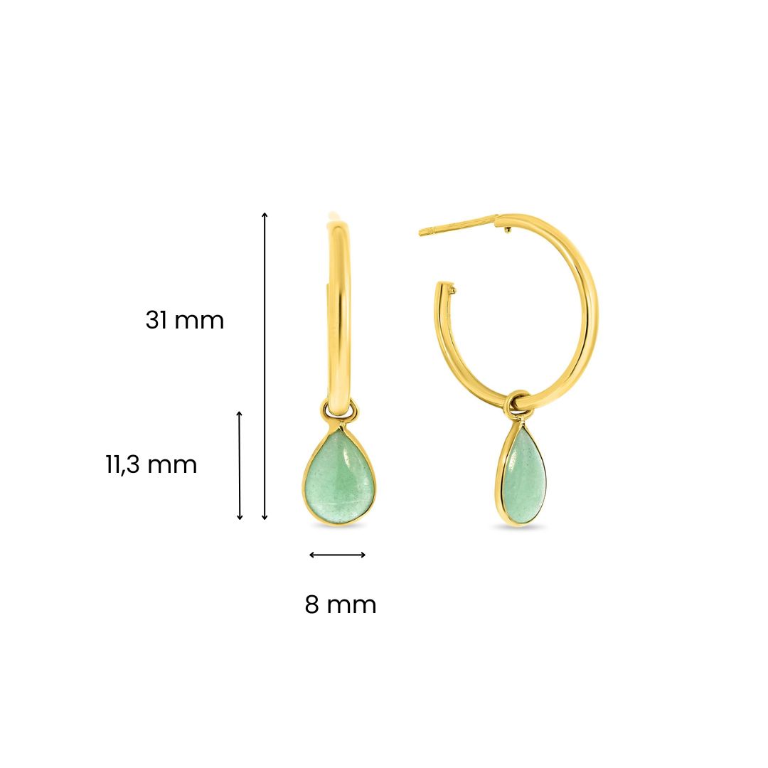 Geelgouden oorhangers met aventurien E470-EG882-355-Y