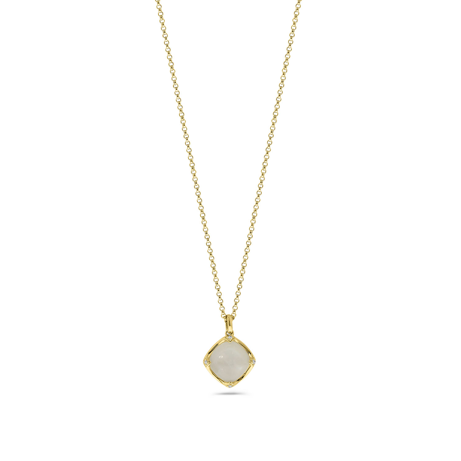 Geelgouden ketting met Maansteen en Diamant N480-NC040009A-MS-Y