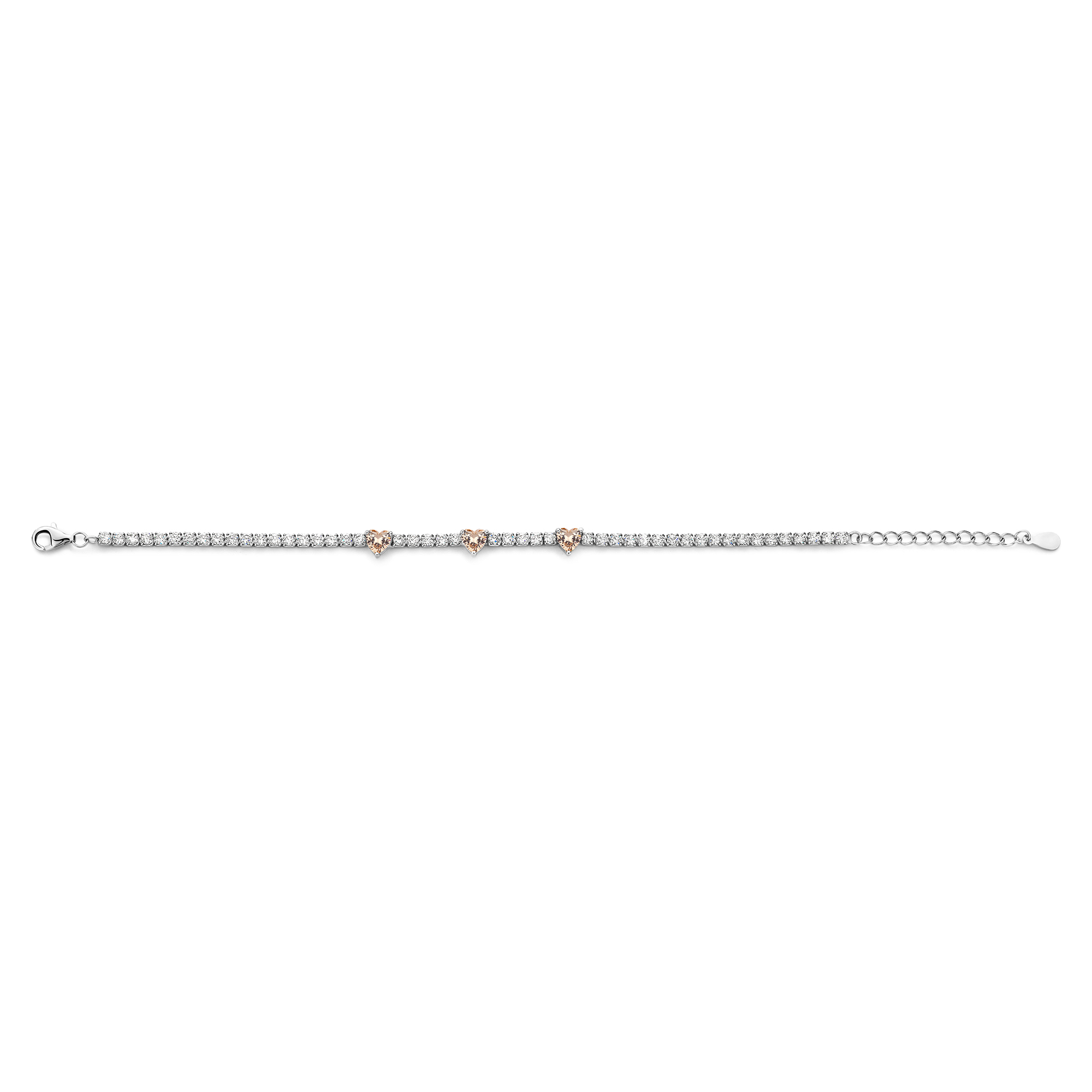 Tennisarmband Hartjes sterling zilver met Champagne Zirkoni - FS1225-054/LC