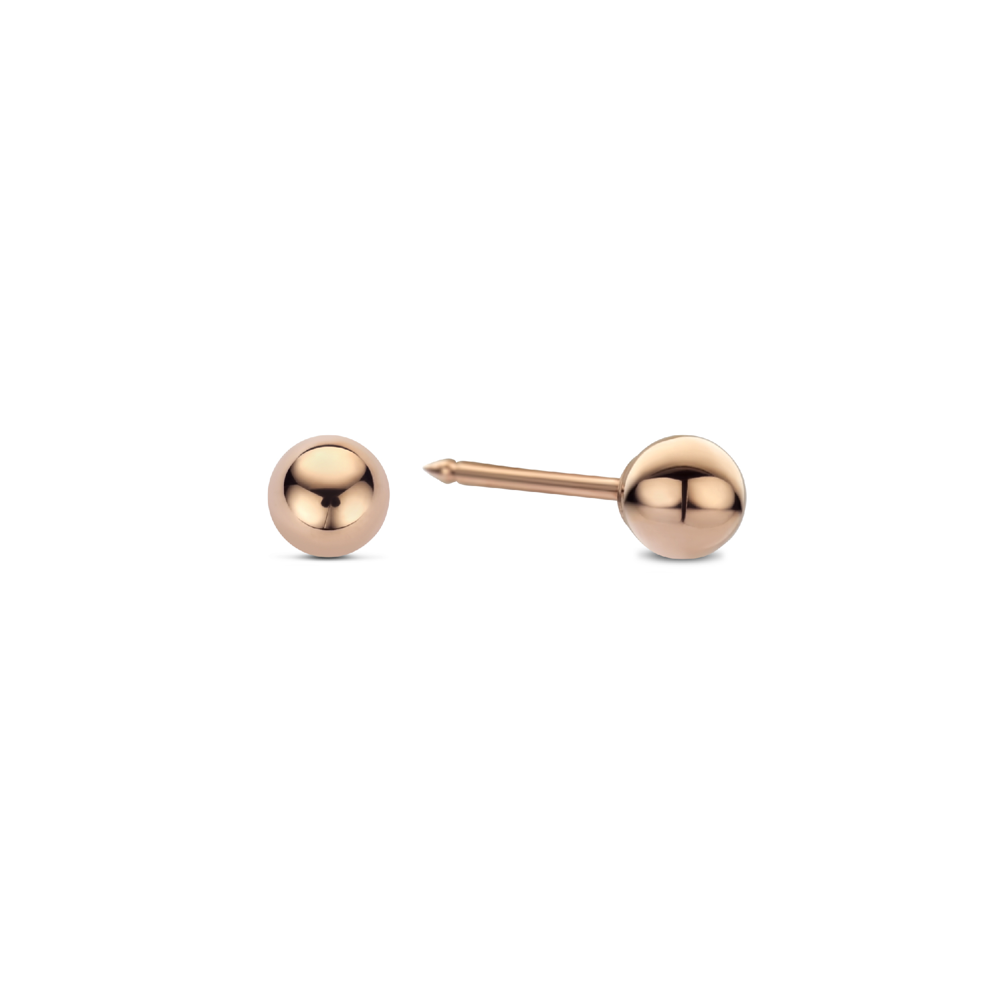 Schietoorknoppen 14K roségoud 4mm Bol 