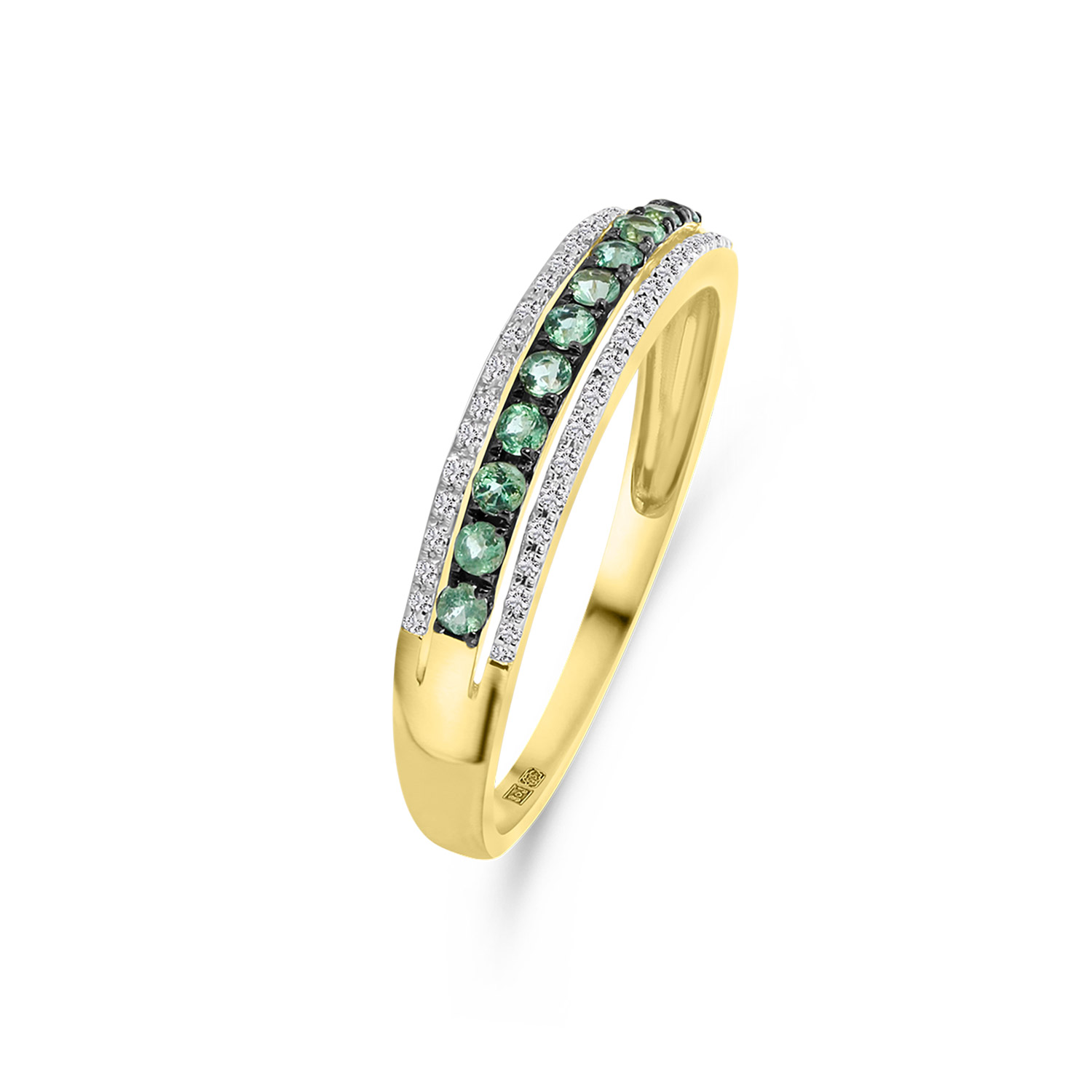 Geelgouden ring smaragd diamant R382-R304253-EM-Y