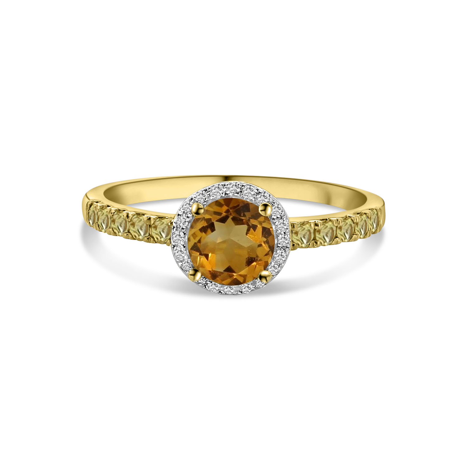 Geelgouden ring met citrien en diamanten R480-RR030448AYS-MIX-Y