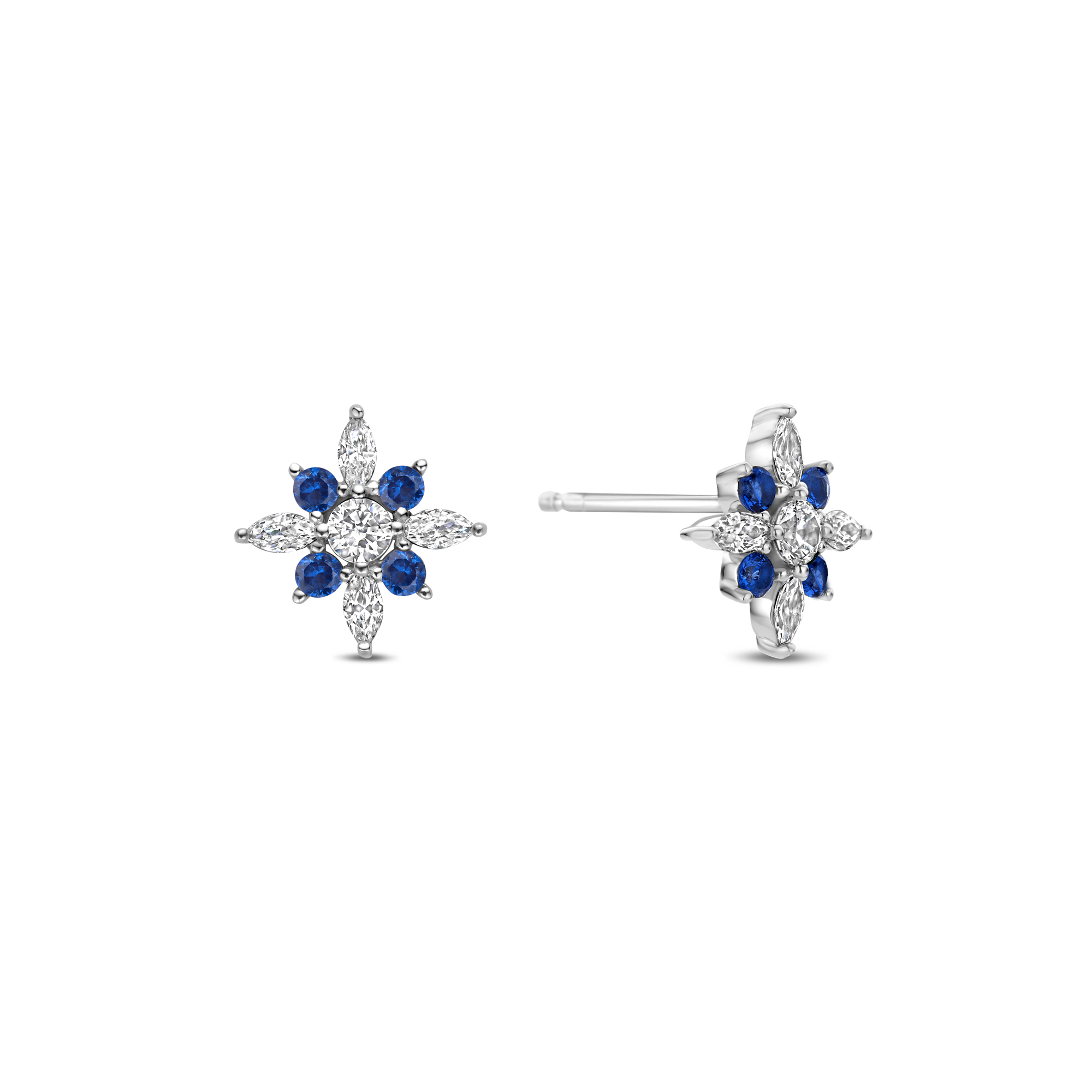 Oorknoppen van sterling zilver met blauwe zirkonia - E20611BL