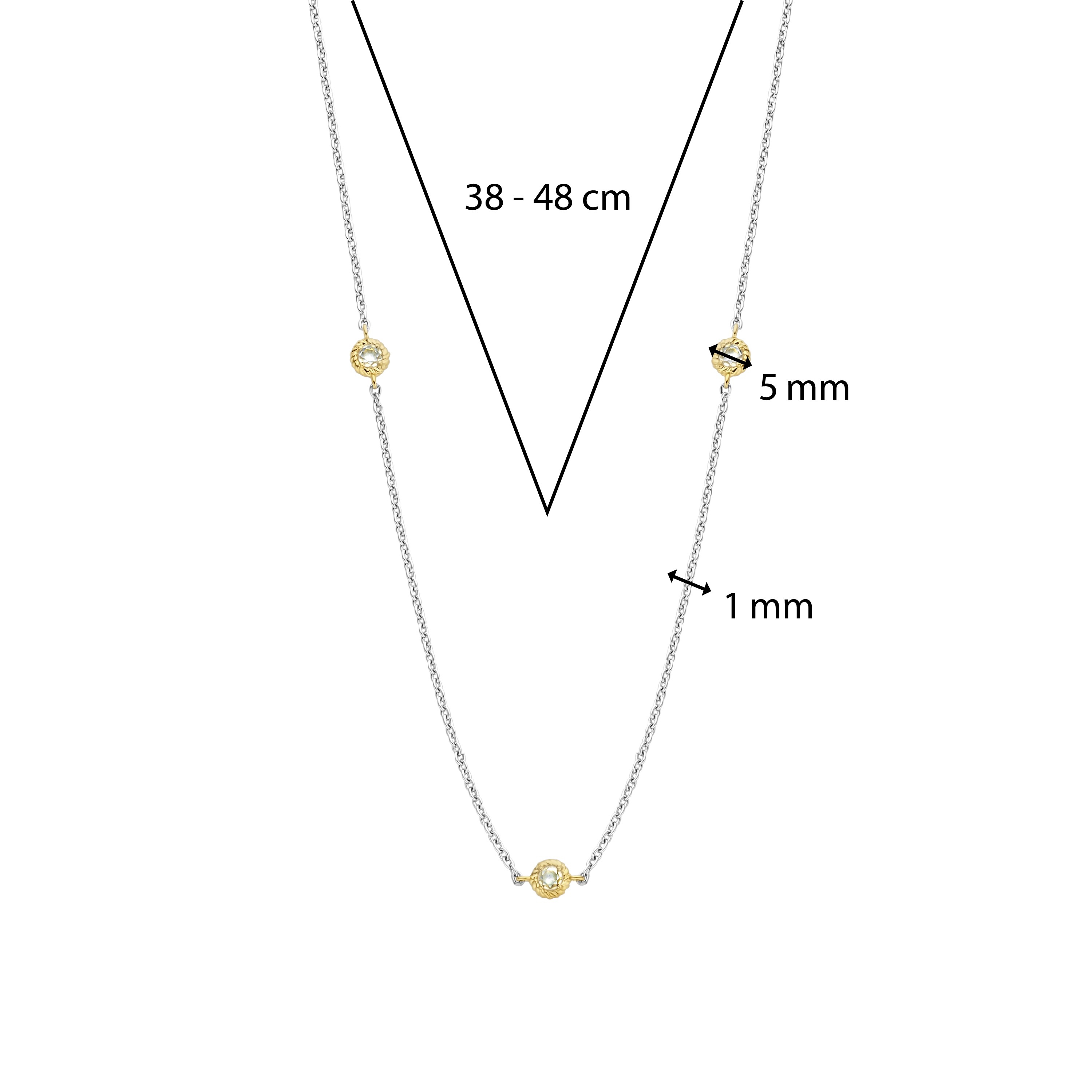 Ketting van gold plated  met zirkonia 34035ZY