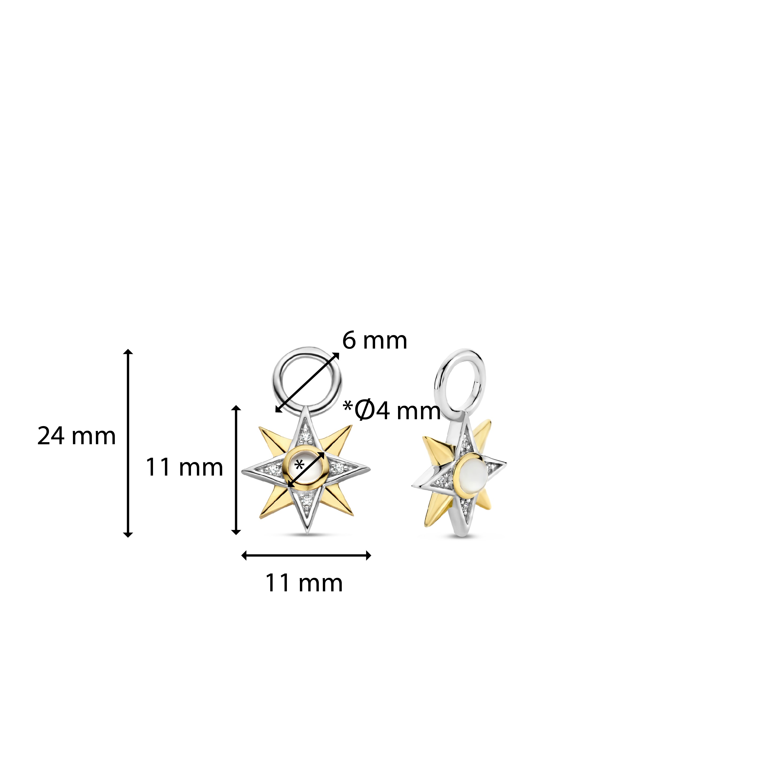 Sterling zilveren gold plated oorbedels 9266MW Sterling zilveren gold plated oorbedels 9266MW