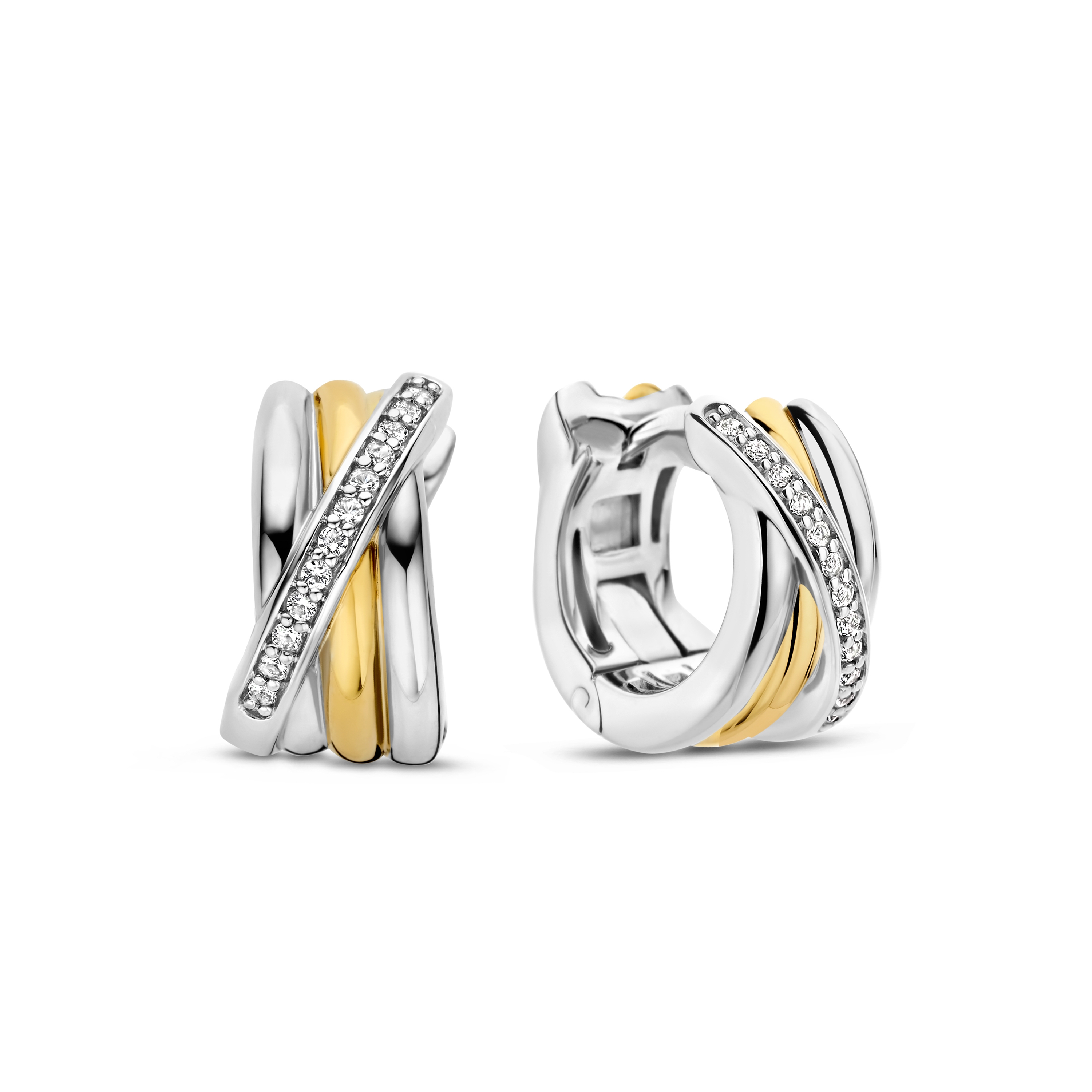 Oorringen van gold plated  met zirkonia 7960ZY