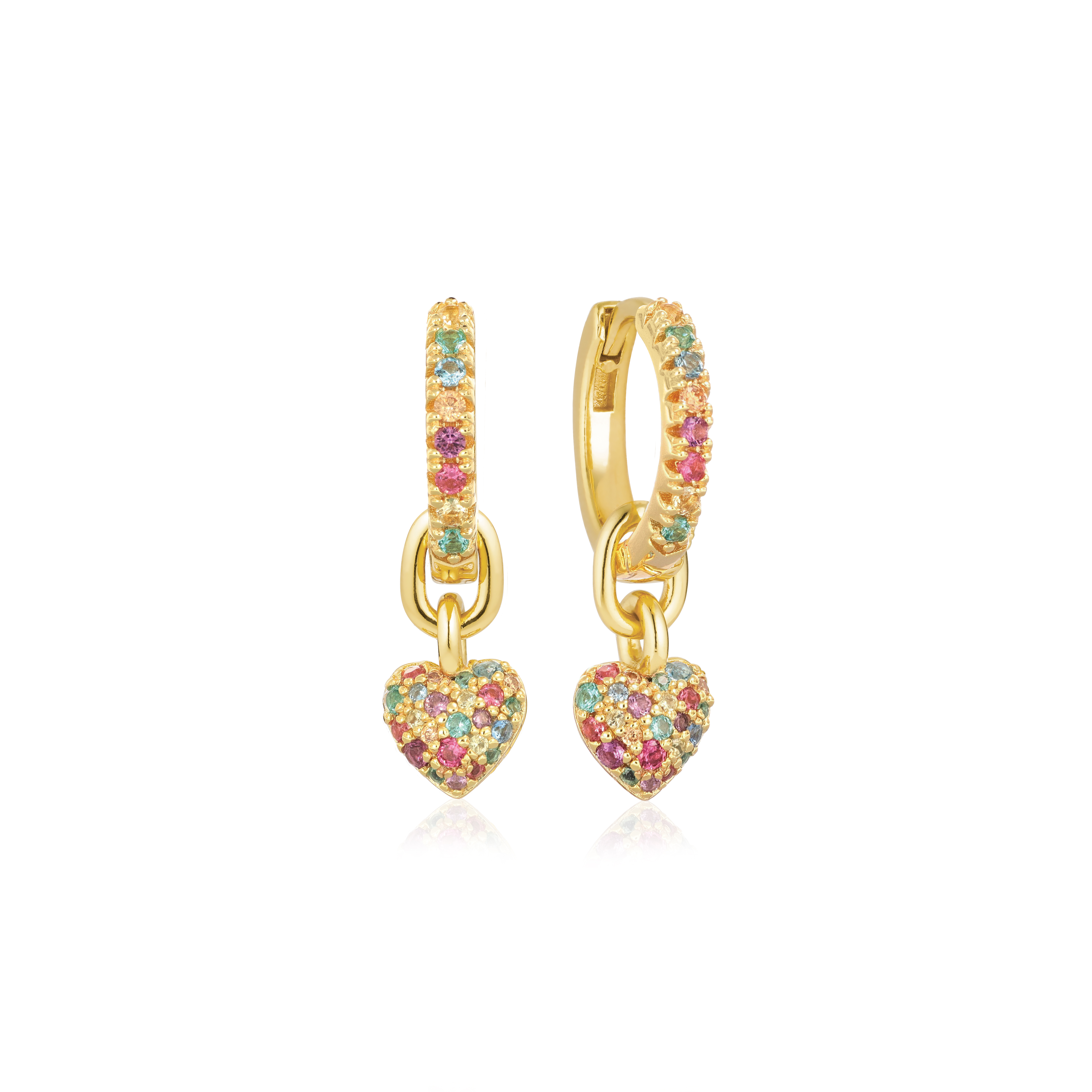 Oorringen Caro Creolo gold plated met gekleurde zirkonia - SJ-E72352-XCZ-YG