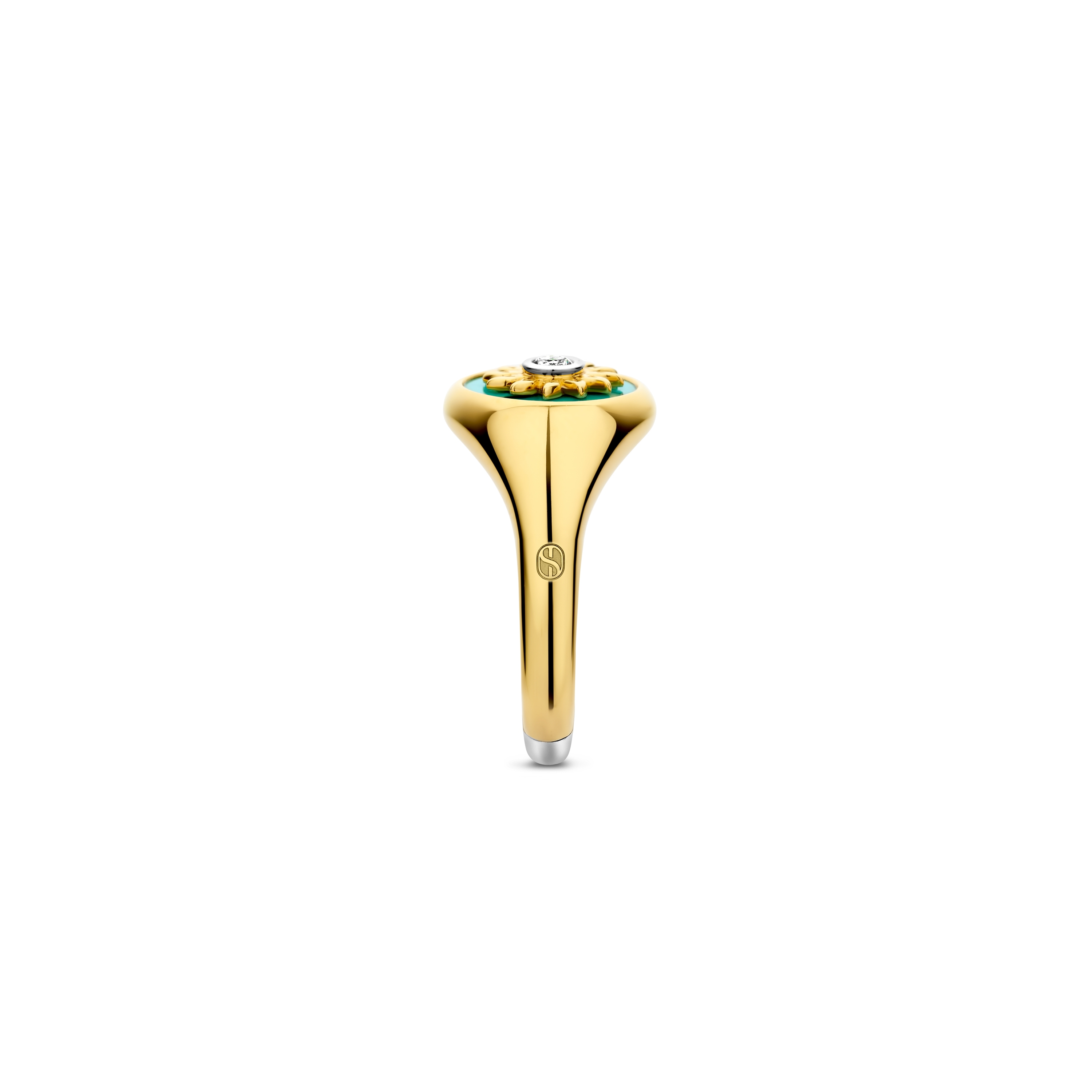 Ring van gold plated  met zirkonia en imitatie turquoise 12335TQ
