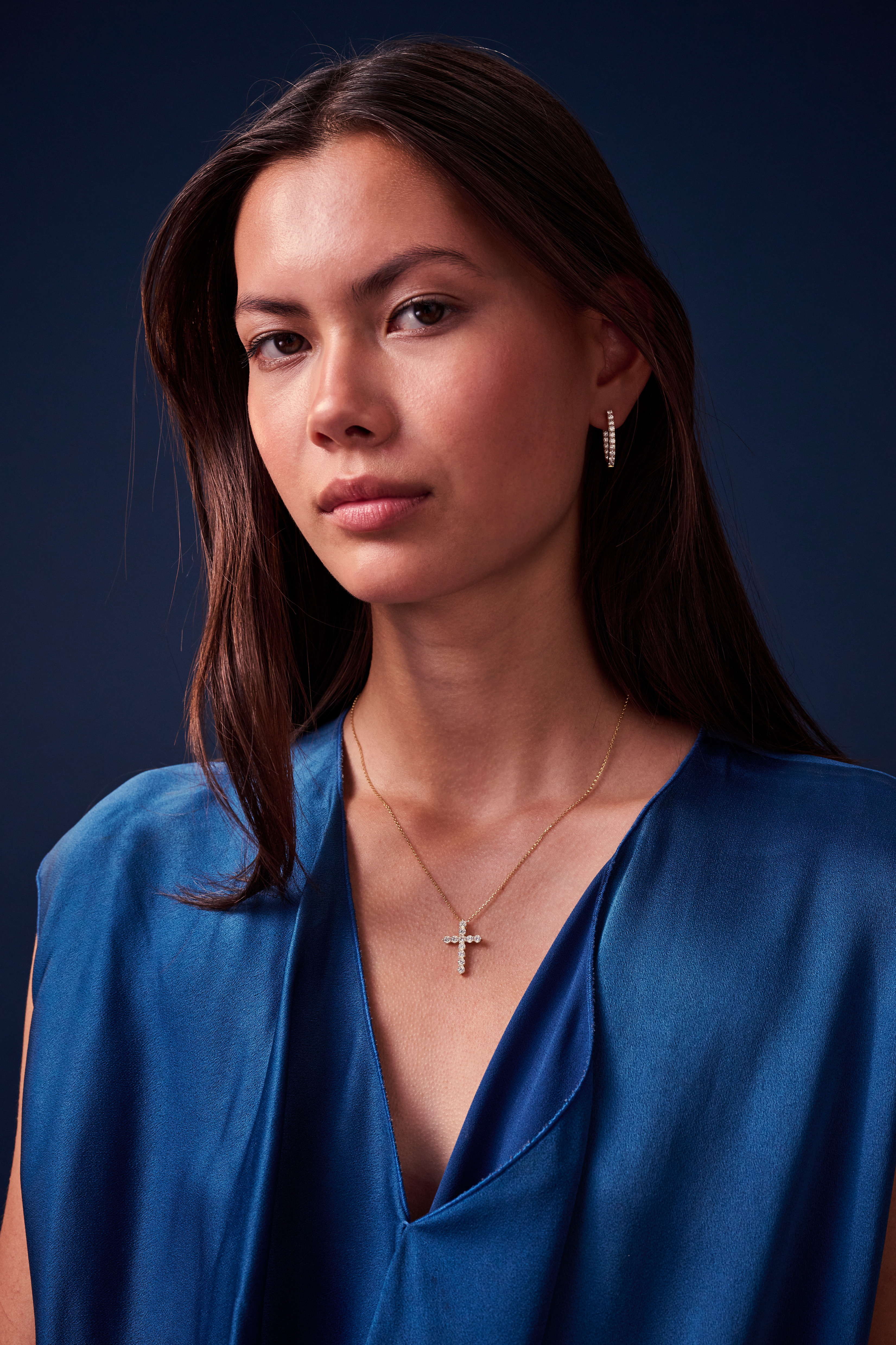 Ketting Belluno Croce van gold plated  met zirkonia hanger - SJ-N2394-CZ-YG