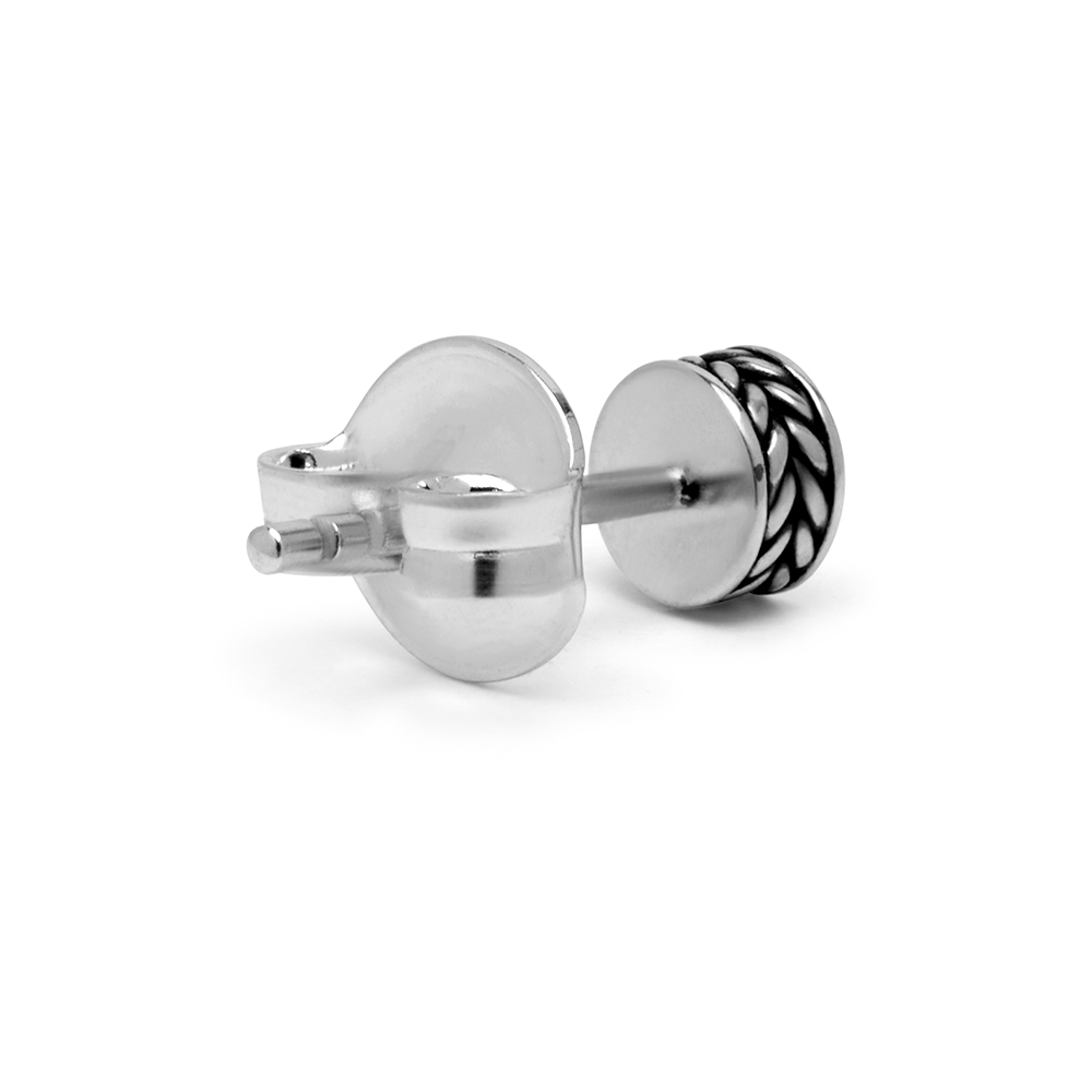 Oorknop Barbara logo enkel stuk van sterling zilver 417