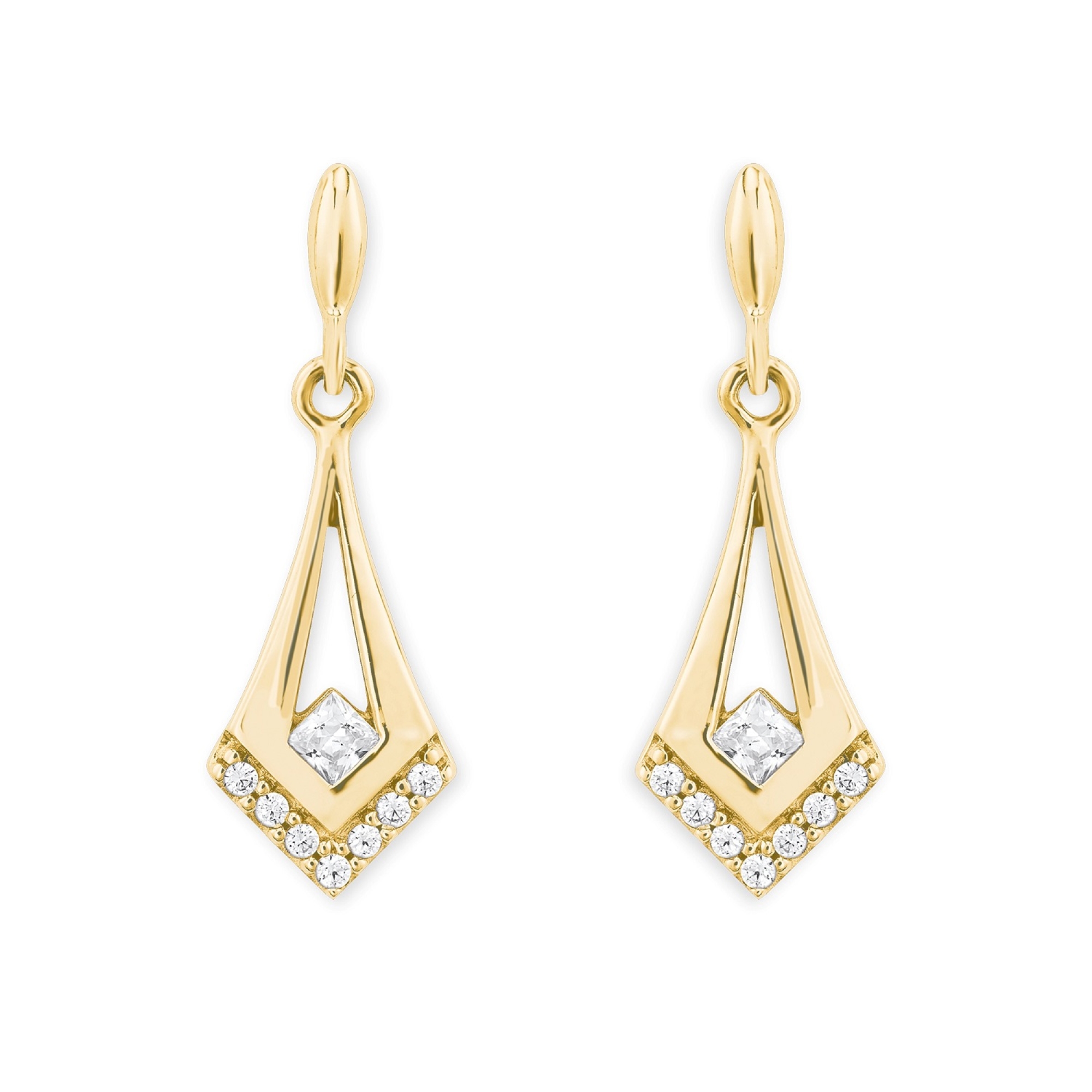 Geelgouden oorhangers met zirkonia