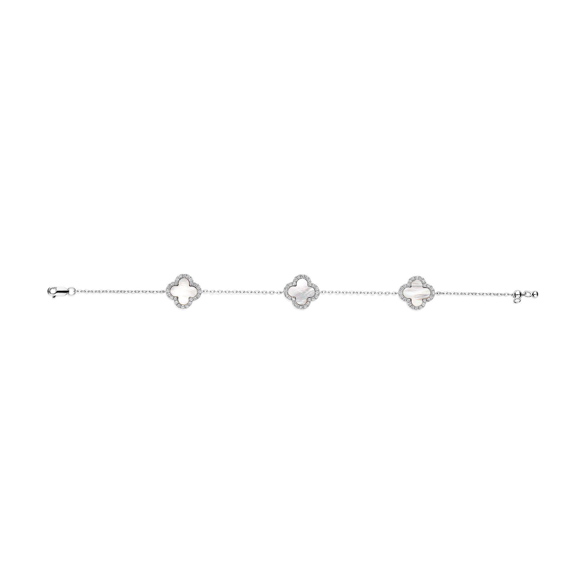 Armband 3 Klavers sterling zilver met Parelmoer en Topaas - SCB7671MOPT