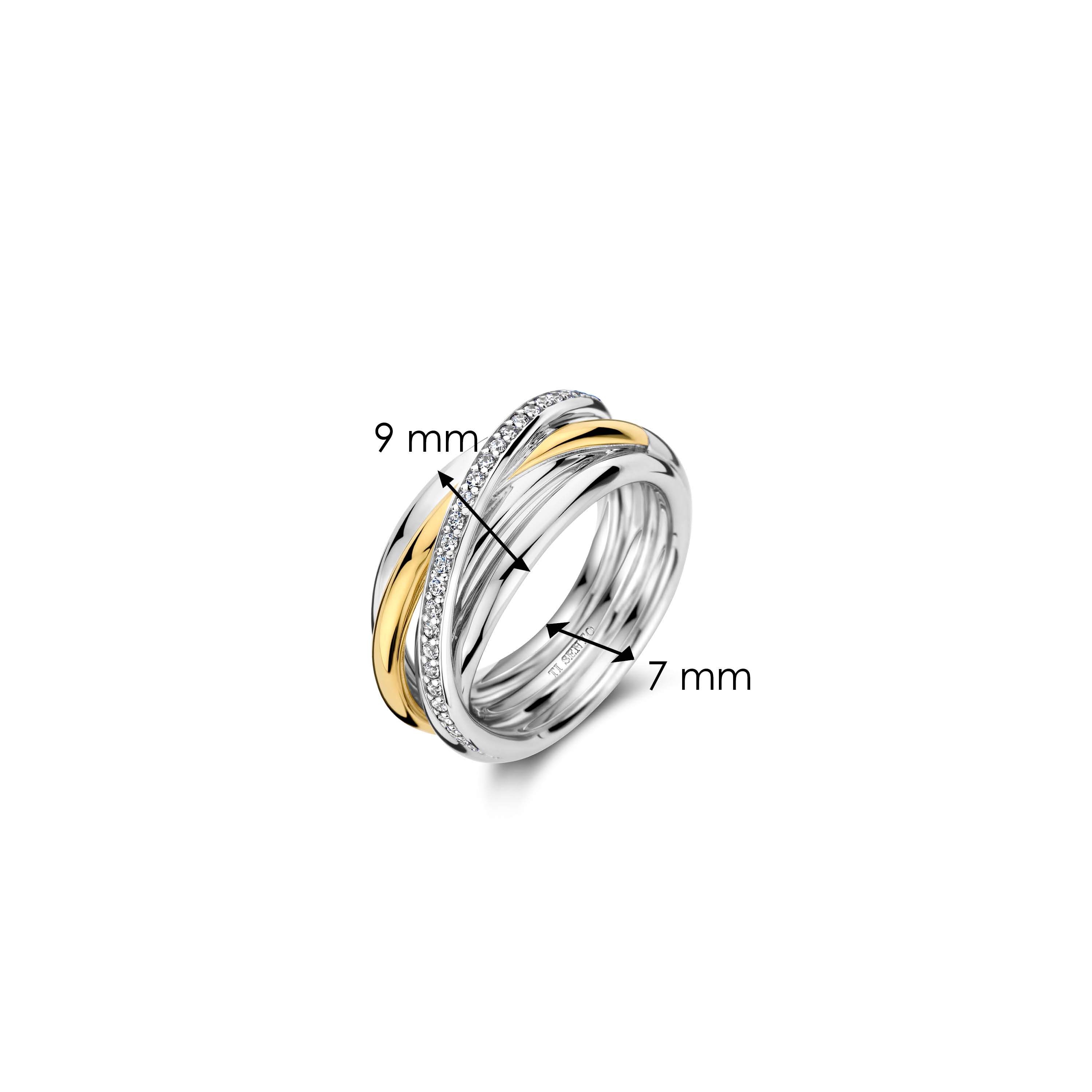 Ring van gold plated  met zirkonia 12318ZY