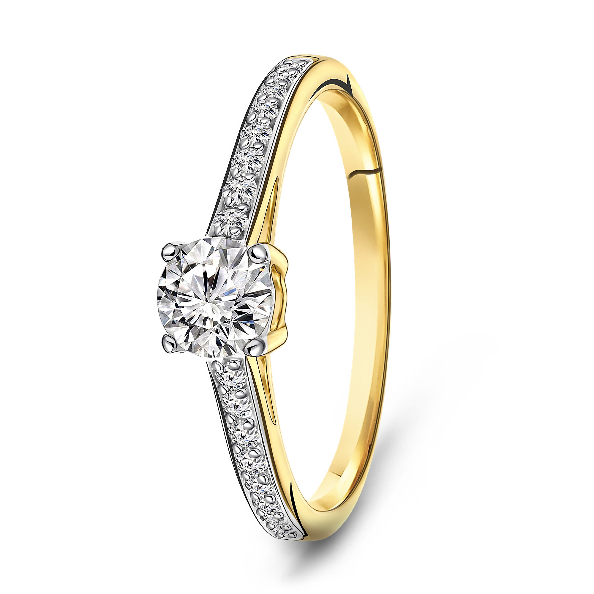 Geelgouden ring met zirkonia R01-SW-59241-Z