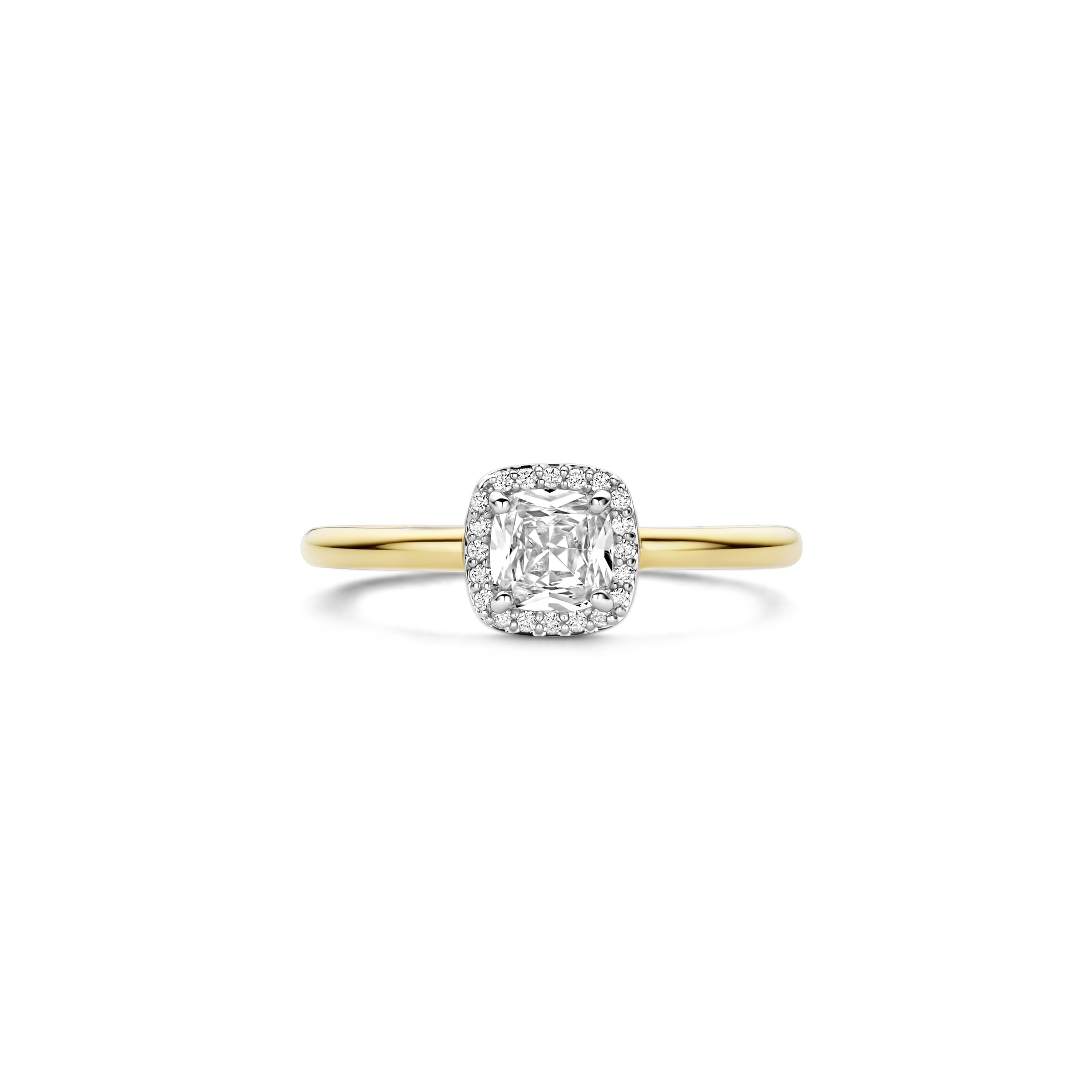 Ring gold plated met vierkante Zirkonia - 12388ZY