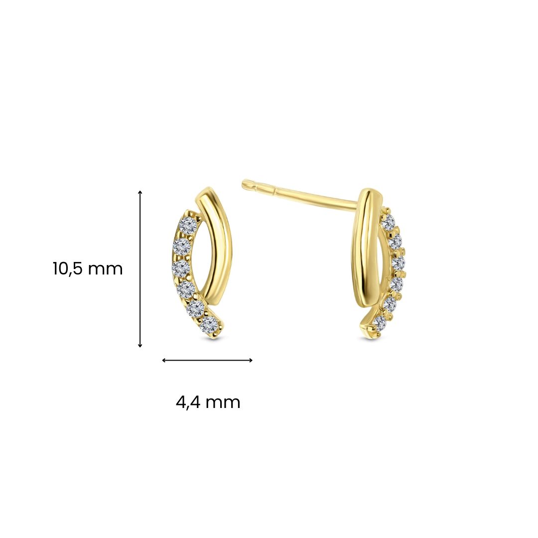 Geelgouden oorstekers met zirkonia