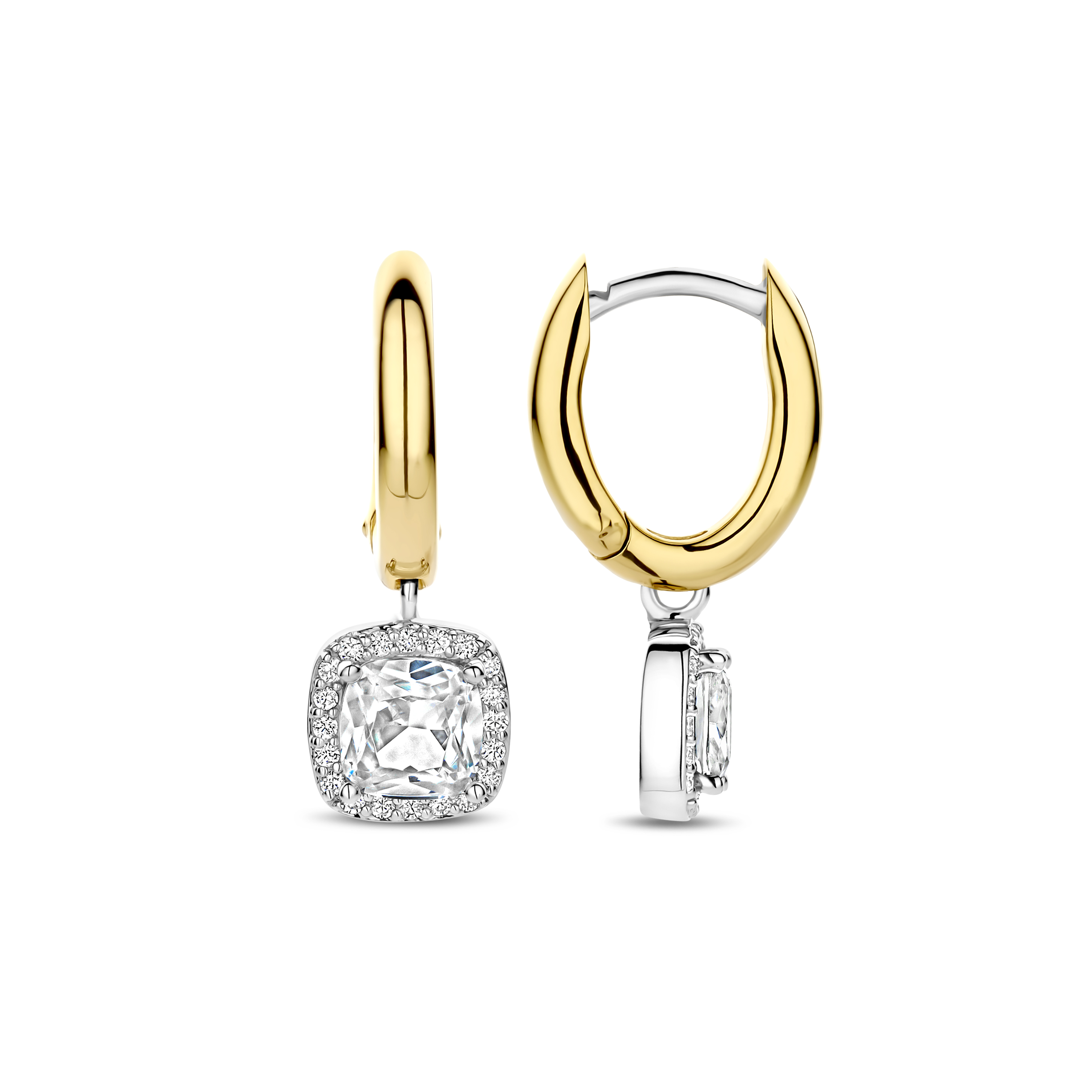 Oorhangers gold plated met zirkonia hangers - 78030ZY