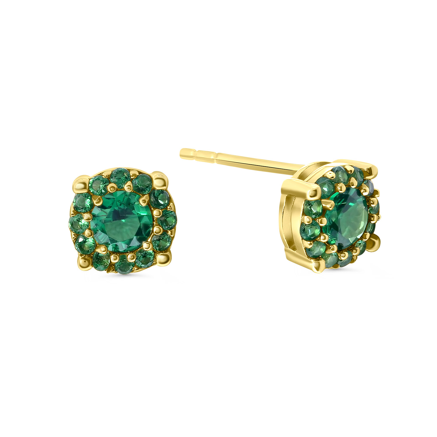 Geelgouden oorknoppen met groene zirkonia E122-ICE-6094-GCZ-Y