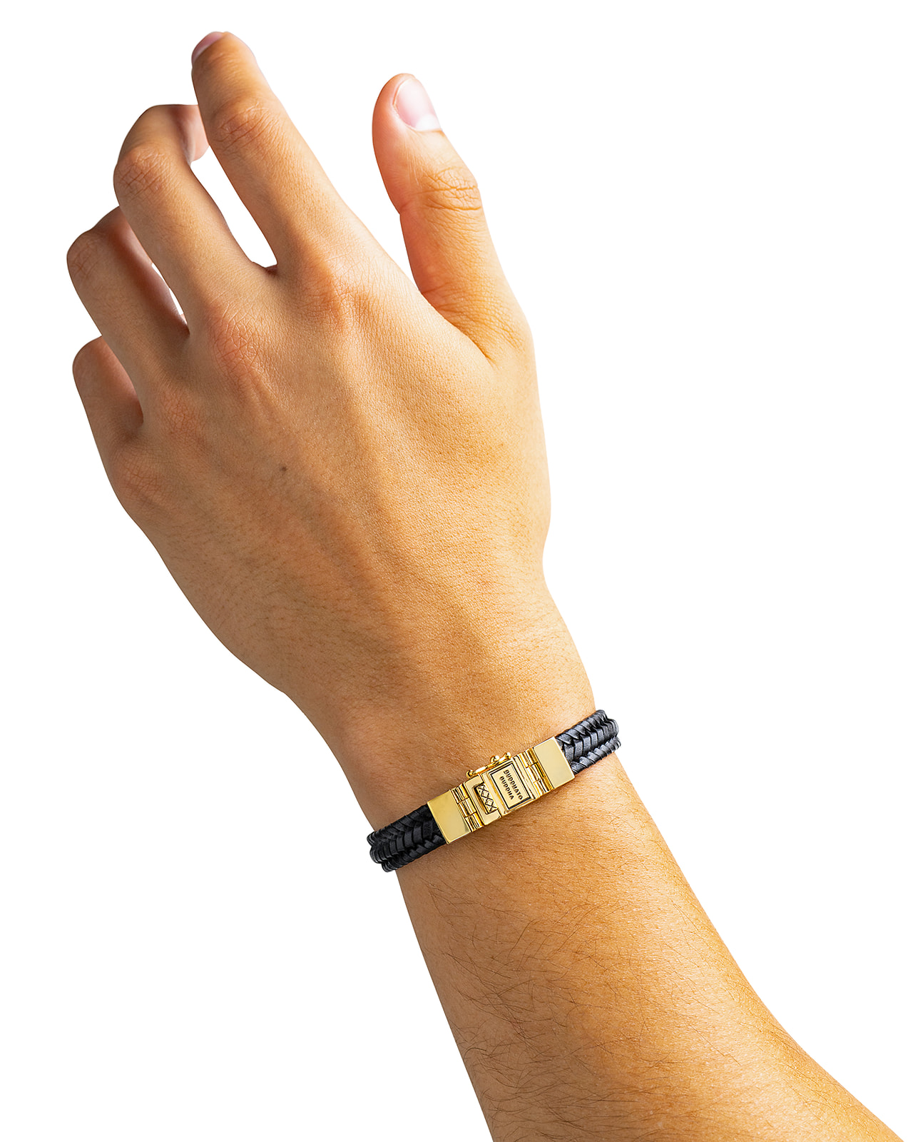Armband Edwin Small Leather Black Gold Plated - 181BLGV