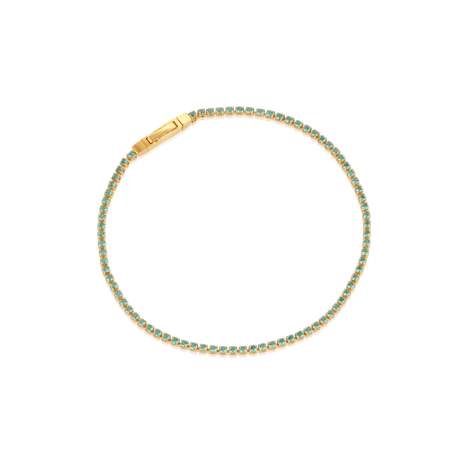 Tennisarmband van gold plated sterling zilver met groene zirkonia SJ-B2869N-TQCZ-YG