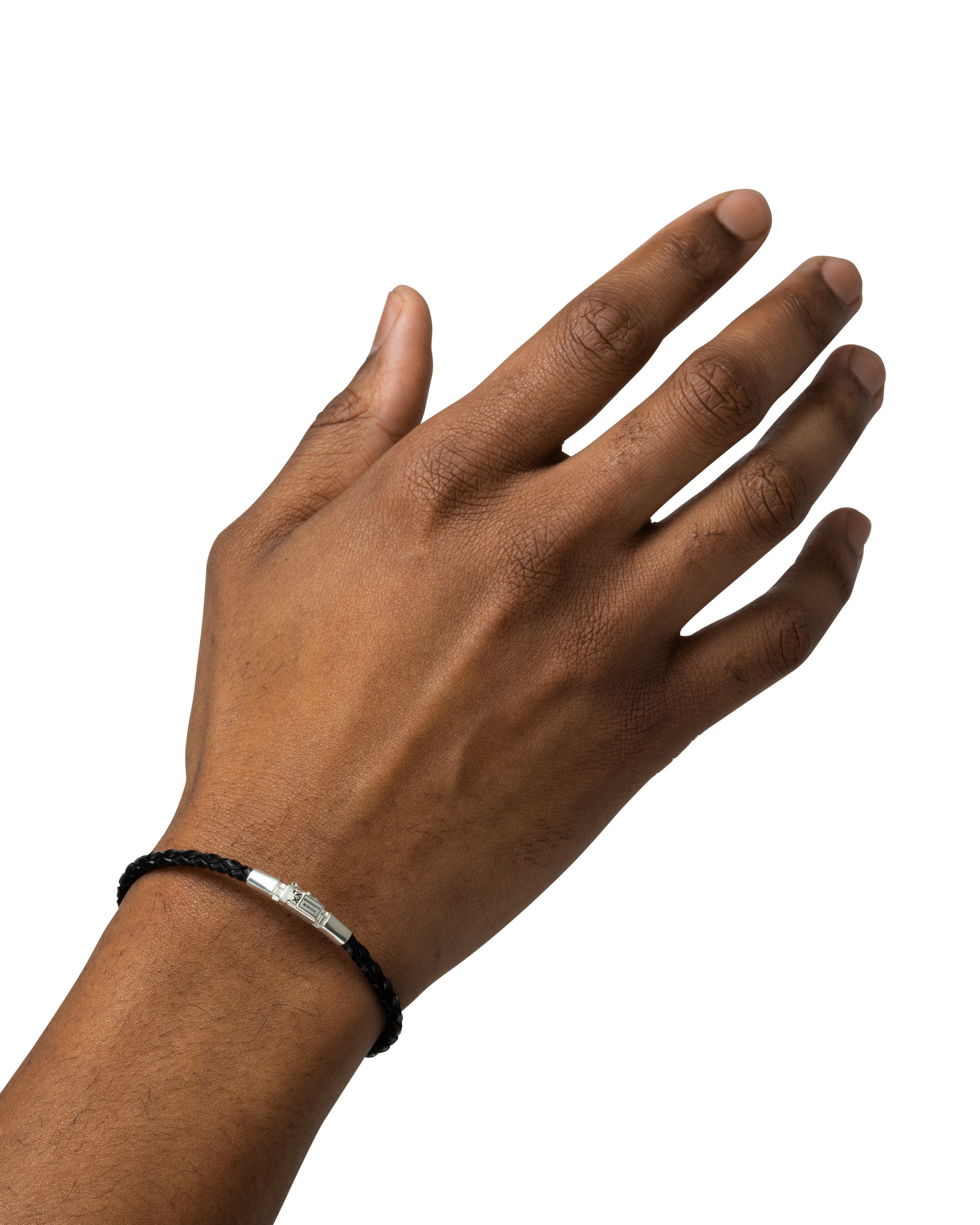 Armband George Mini Leather Black Sterling Zilver - J016BL