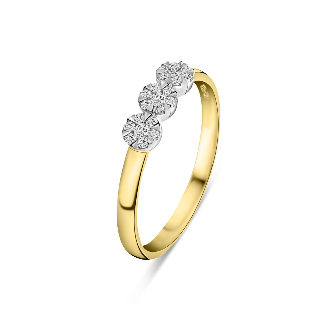 Geelgouden ring rond met lab grown diamanten R092-67334R001-LG-YW