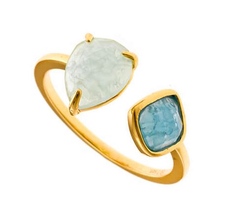Sterling zilveren goud vergulde ring met kristal groen blauw 241S0030