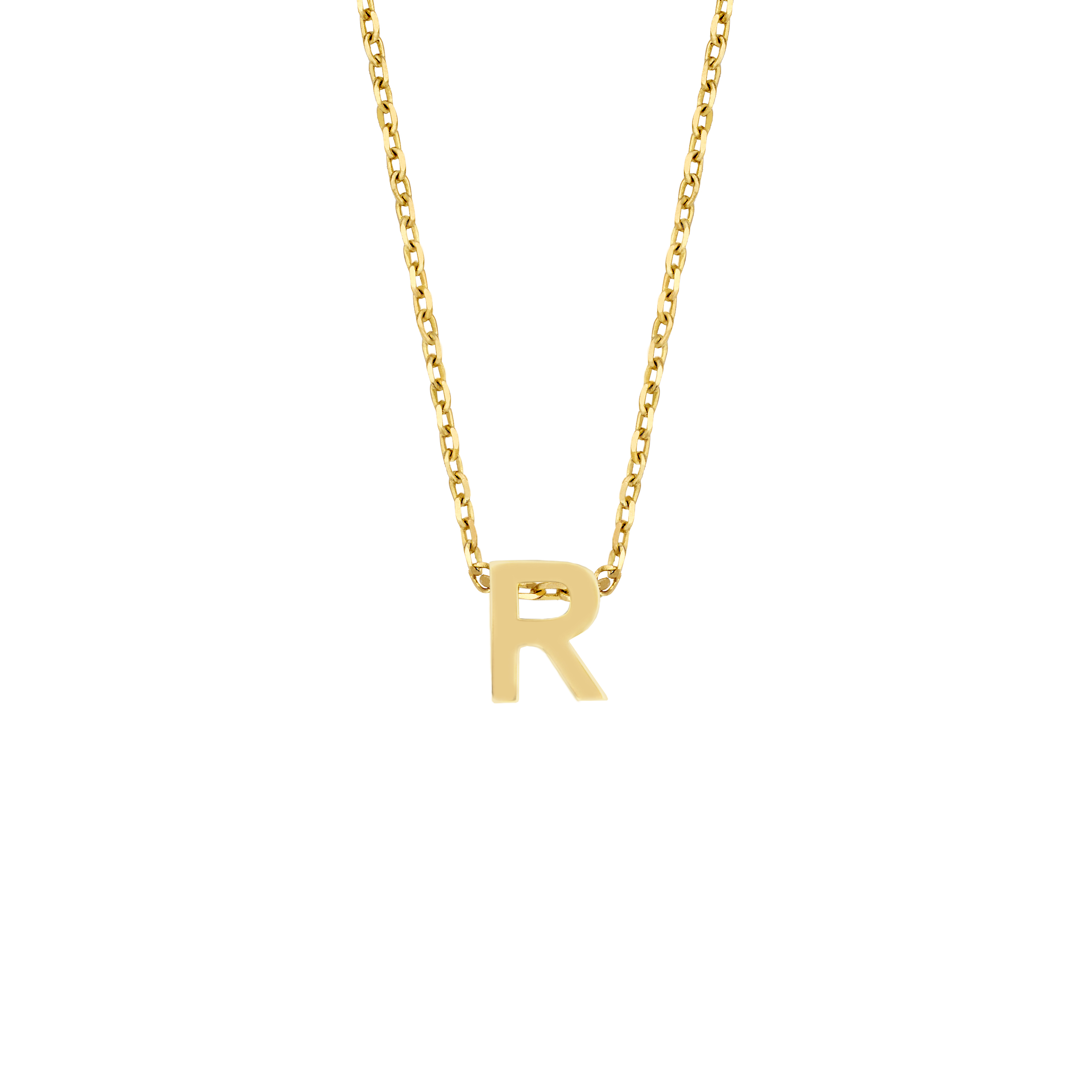 Geelgoud collier met de letter 'R'