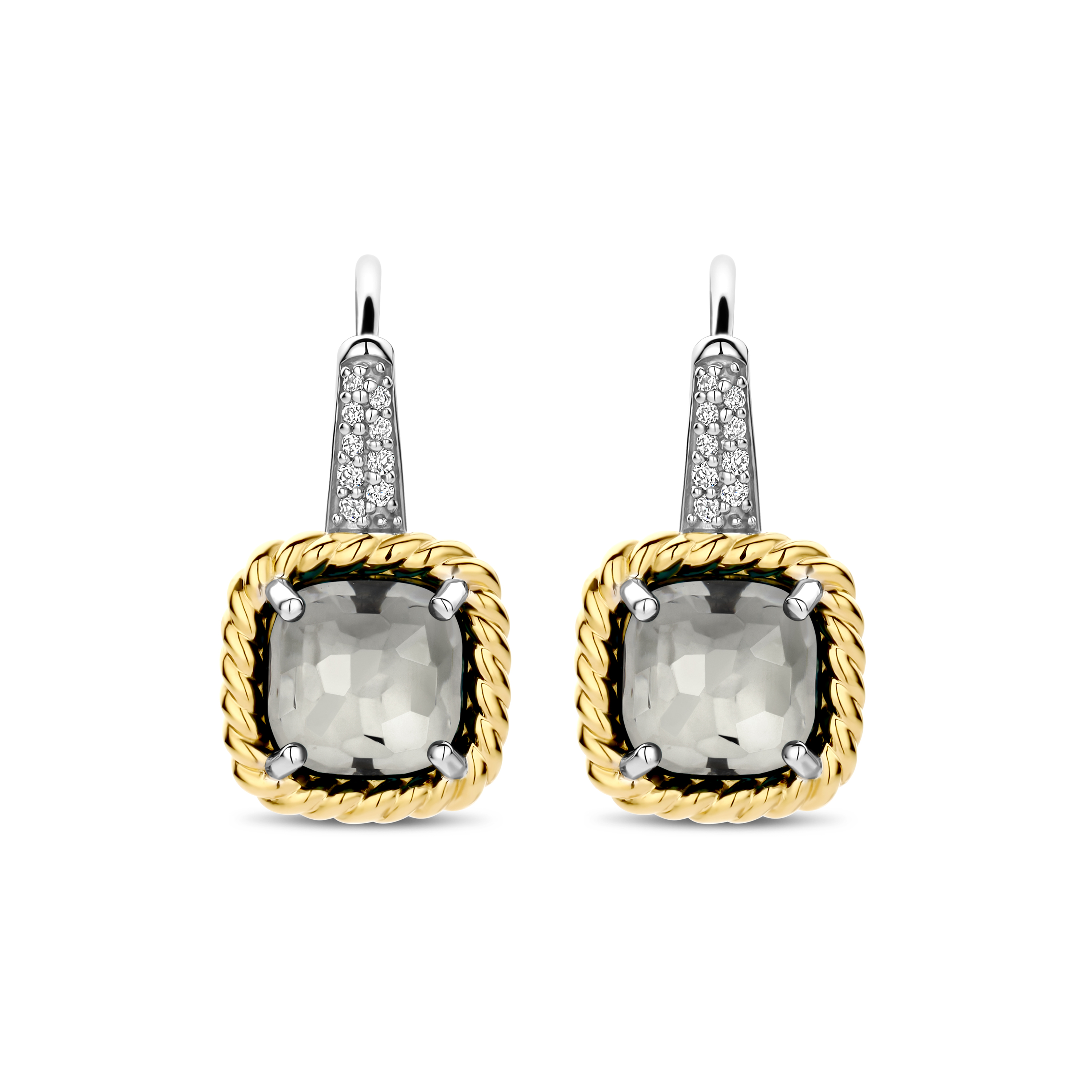 Oorhangers met grijs kristal en zirkonia - 78042GG