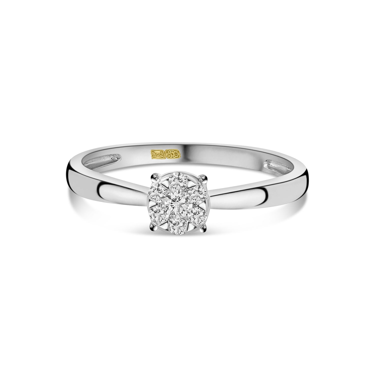 Witgouden ring entourage met diamant R480-RR010303ADI-W