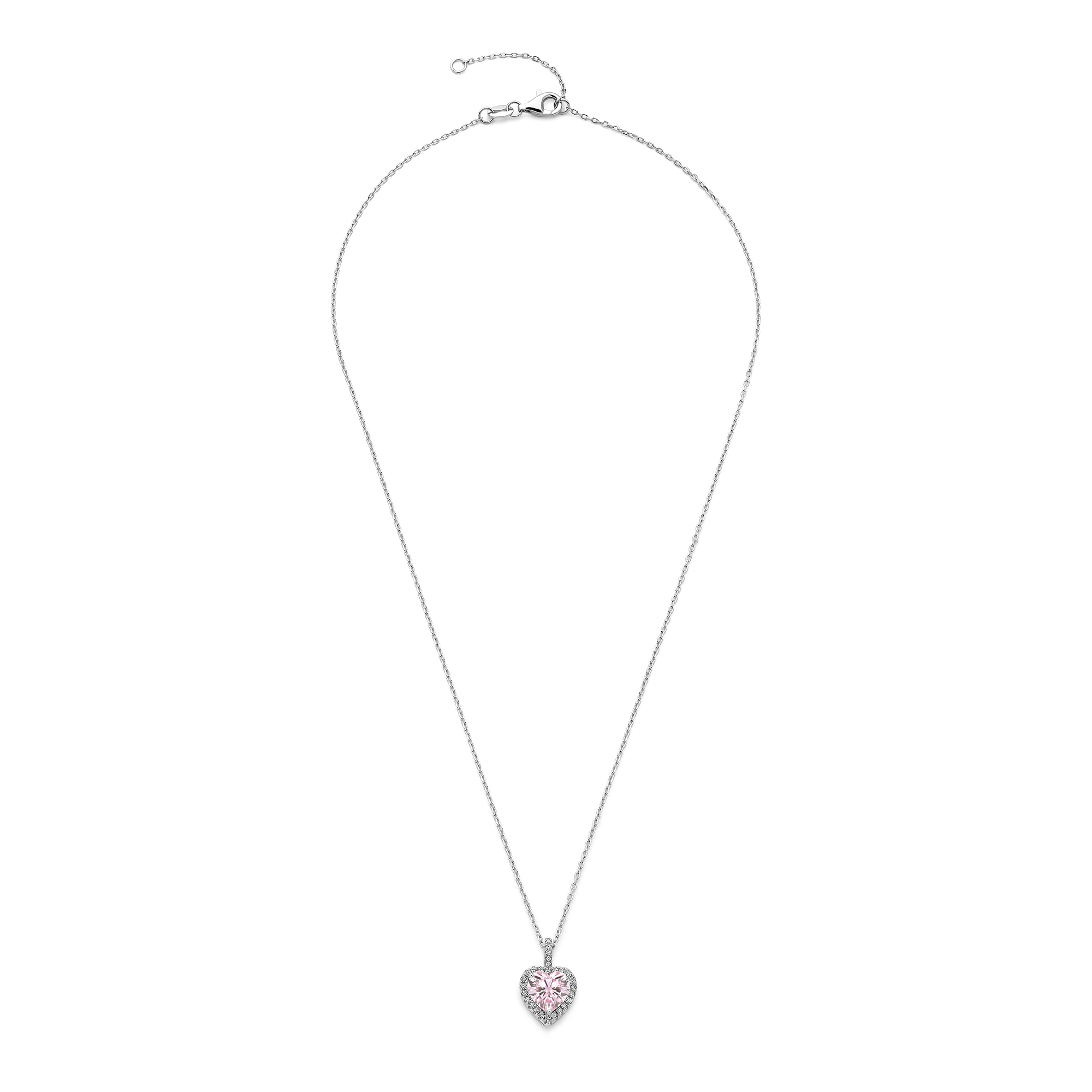 Ketting sterling zilver met Roze Zirkonia Hart - FS131-444/FP/M