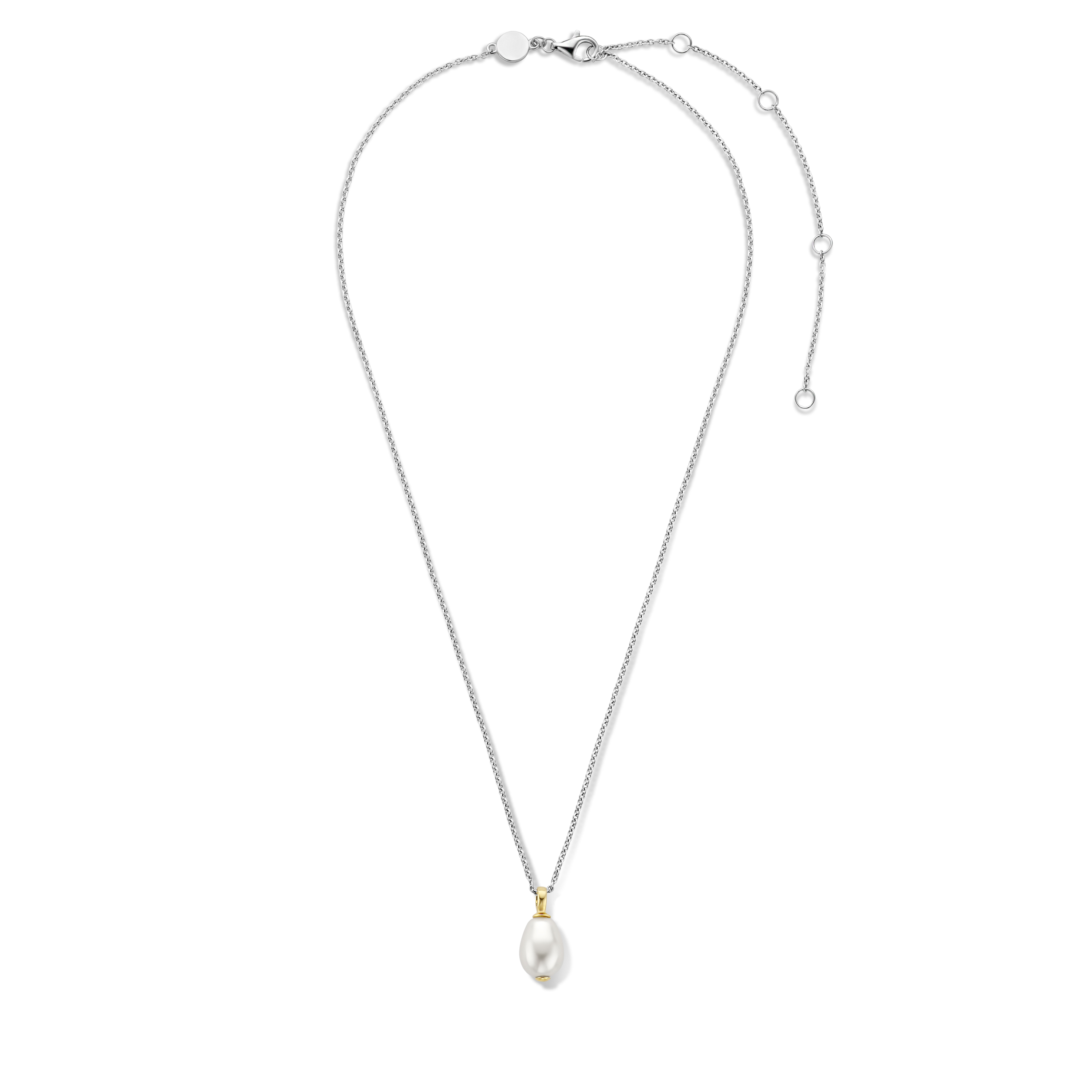 Ketting van gold plated  met parel hanger 3995PW