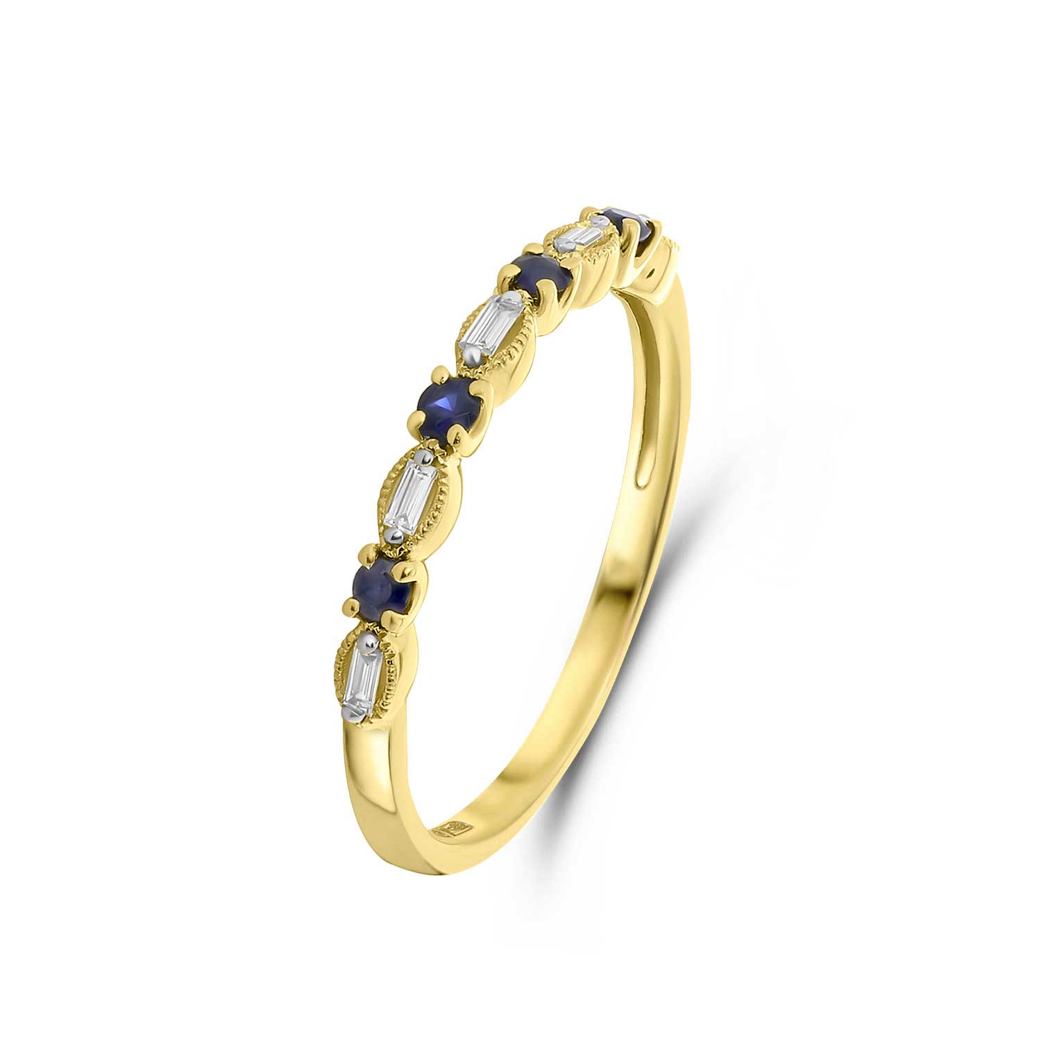 Geelgouden ring met diamant en saffier R404-R42898-SA-Y